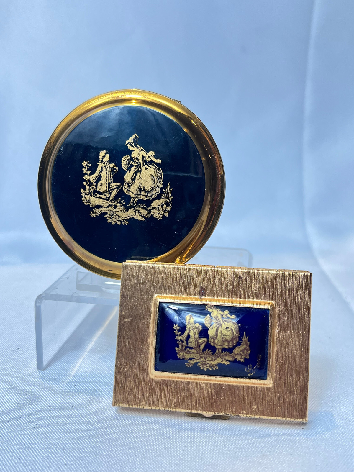 Flair Of London & Patrys Compact Courting Couple Mirrored Powder Box Lot Of 2