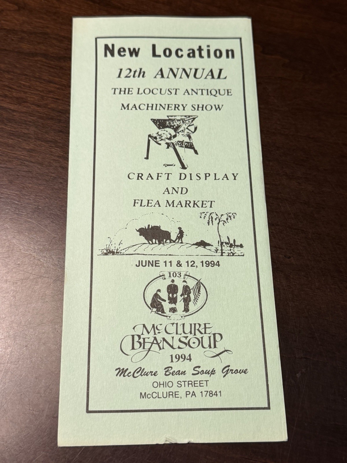 Vintage 1994 Locust Antique Machinery Show Brochure McClure PA Bean Soup Grove