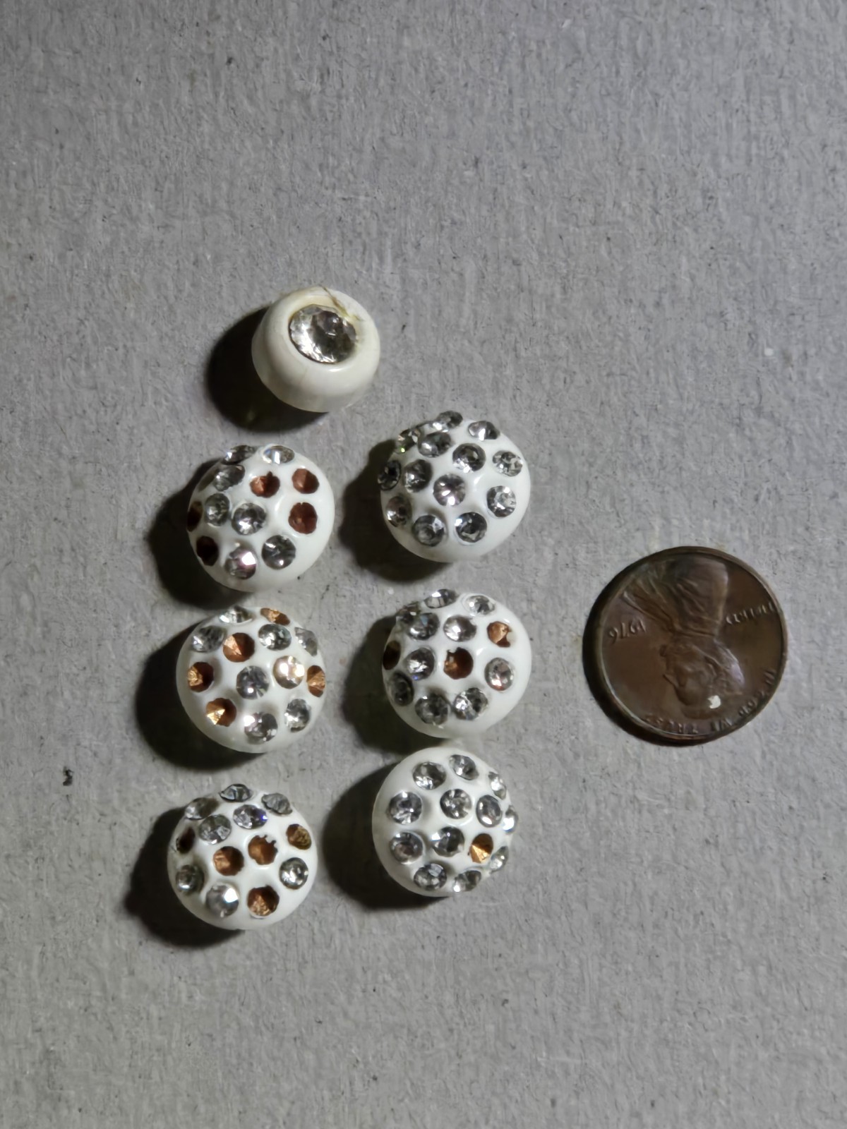 Set of 6 Vintage Rhinestone Pave Dome Sewing Buttons circa 1930s-1950s