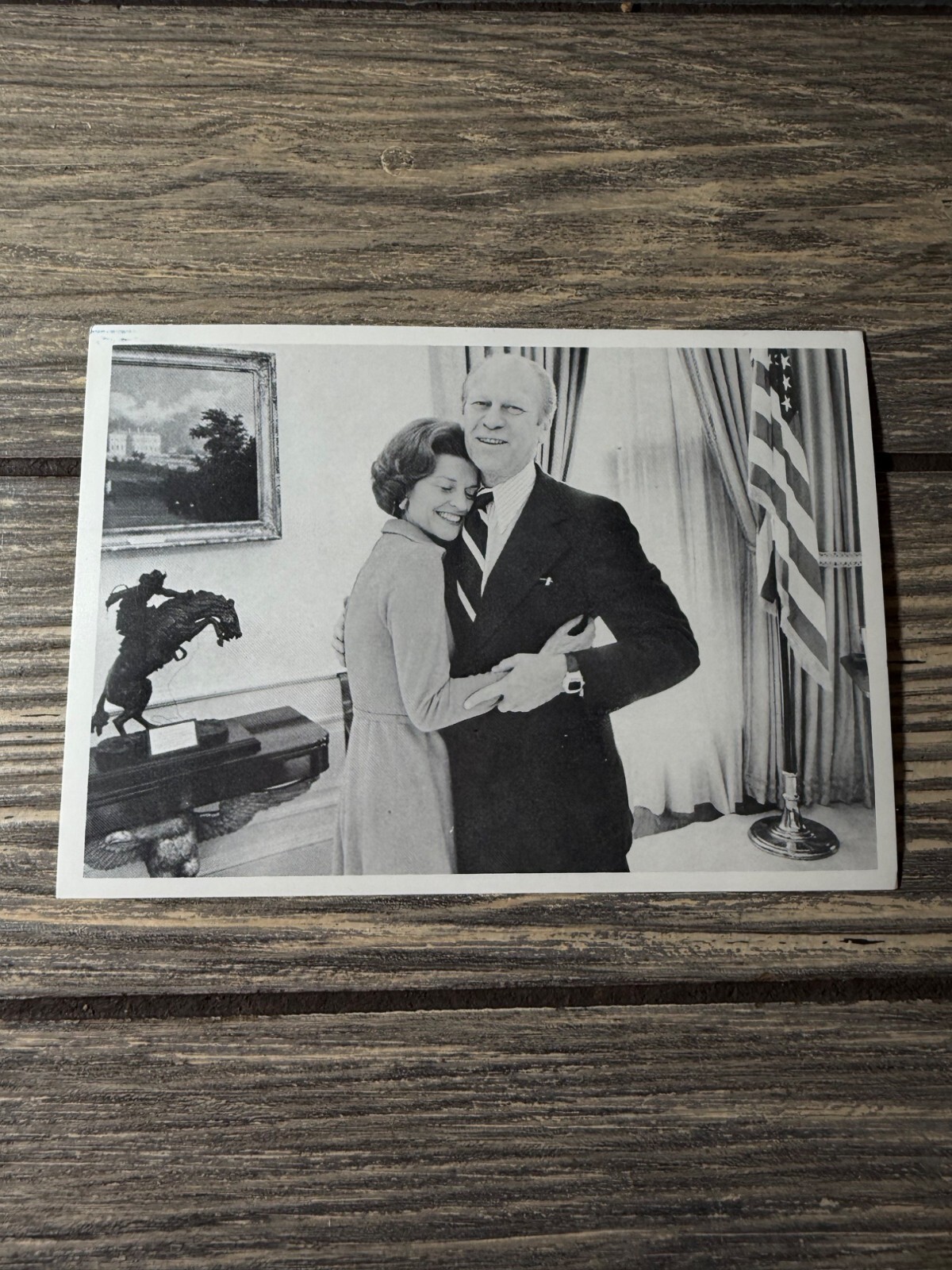 Vintage Black & White Photo Of President Gerald Ford & First Lady Betty Ford In