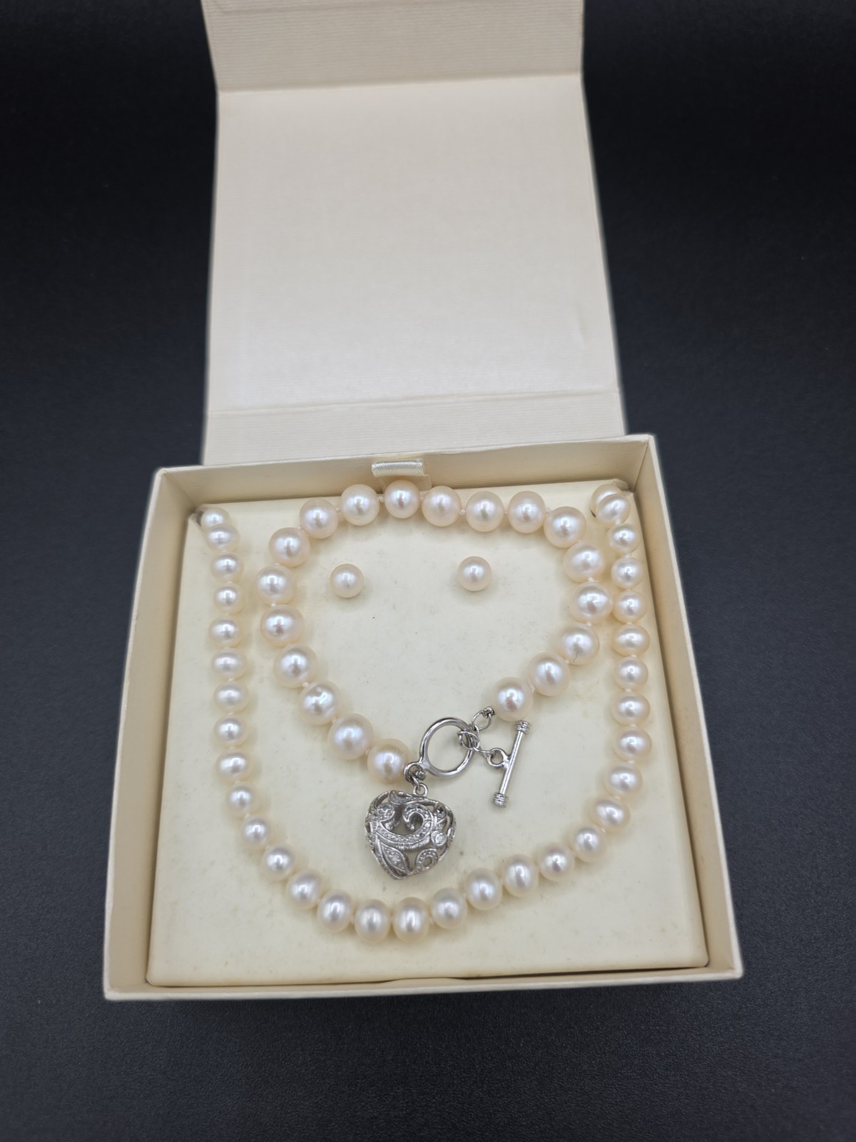 Honora Pearl Necklace, Bracelet, and Earrings Set Genuine & Pearl Silver