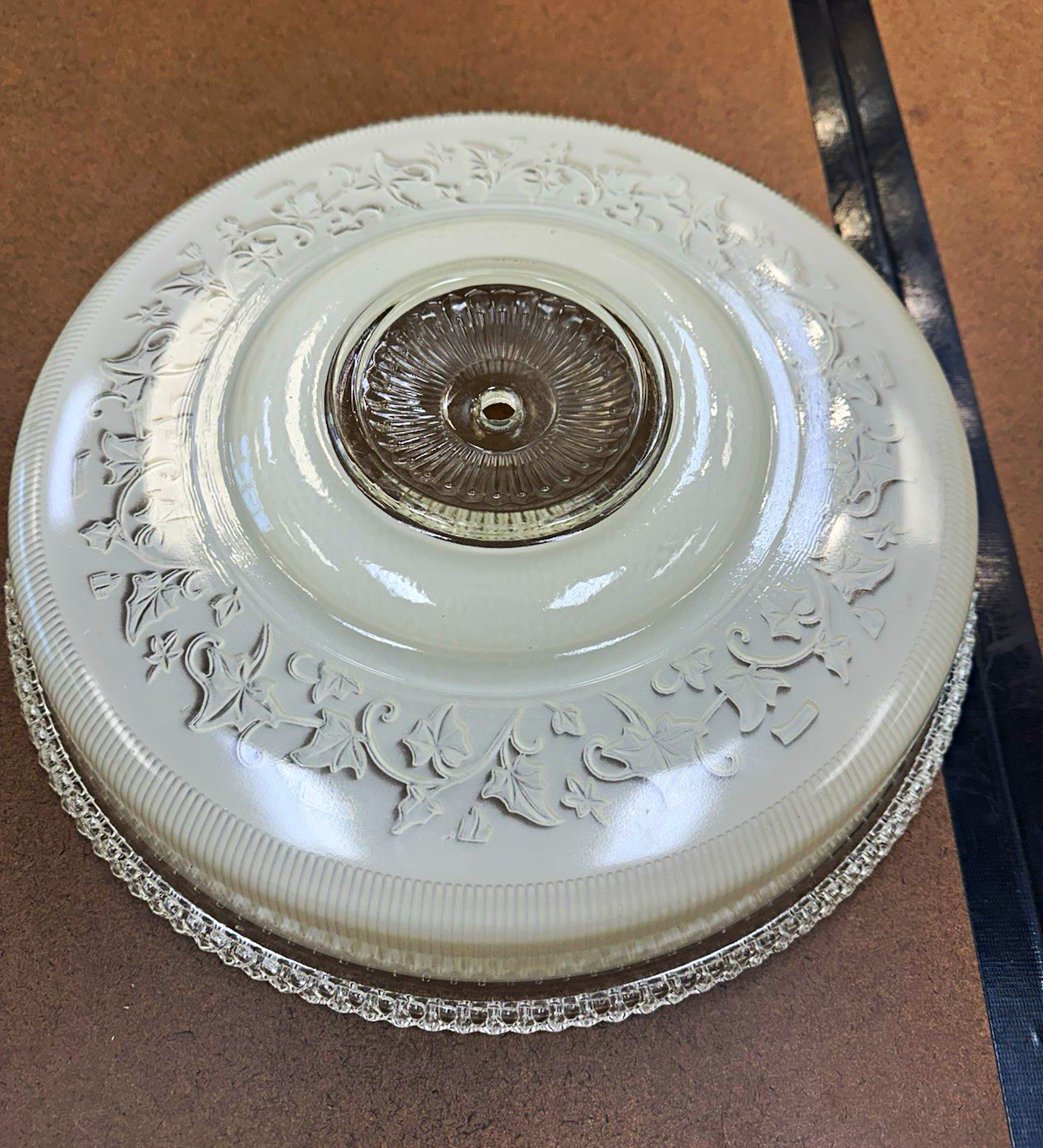 1900’s antique cut ceiling glass lamp shade frosted