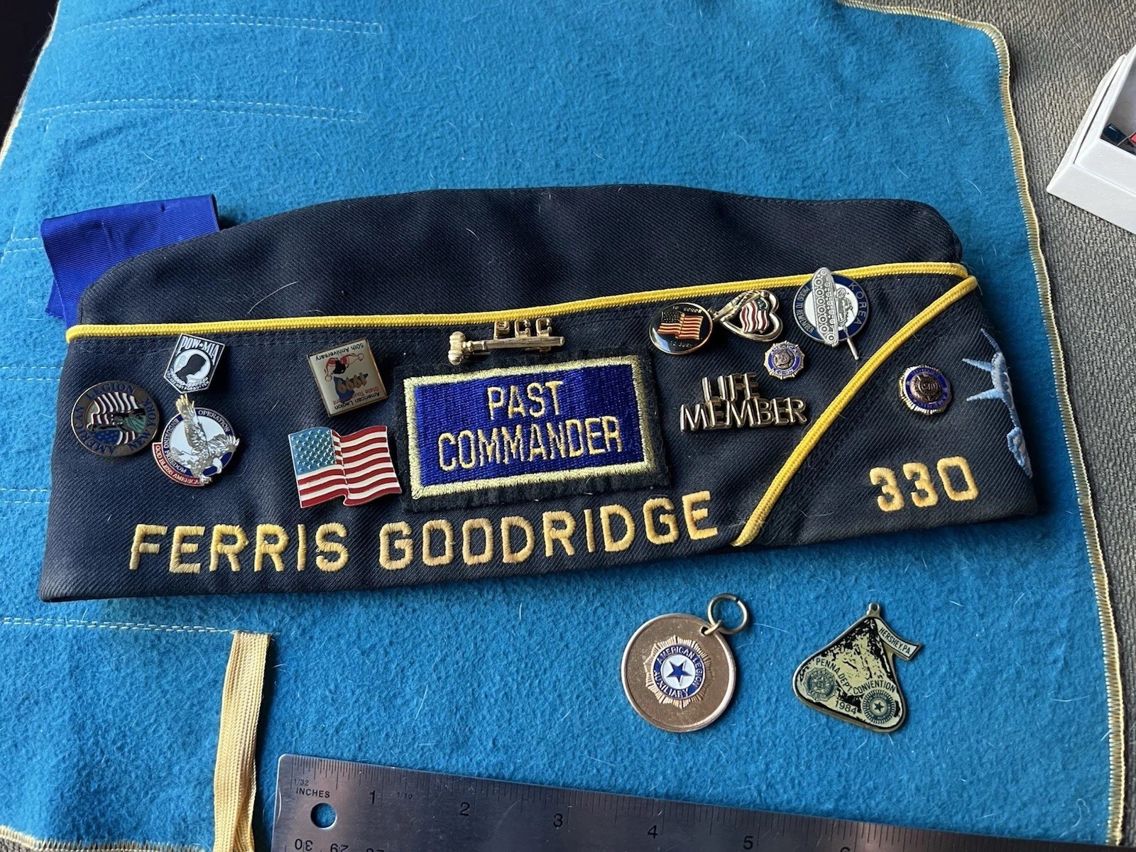 Vtg American Legion Post 330 Garrison Past Commander Cap And Pins N06
