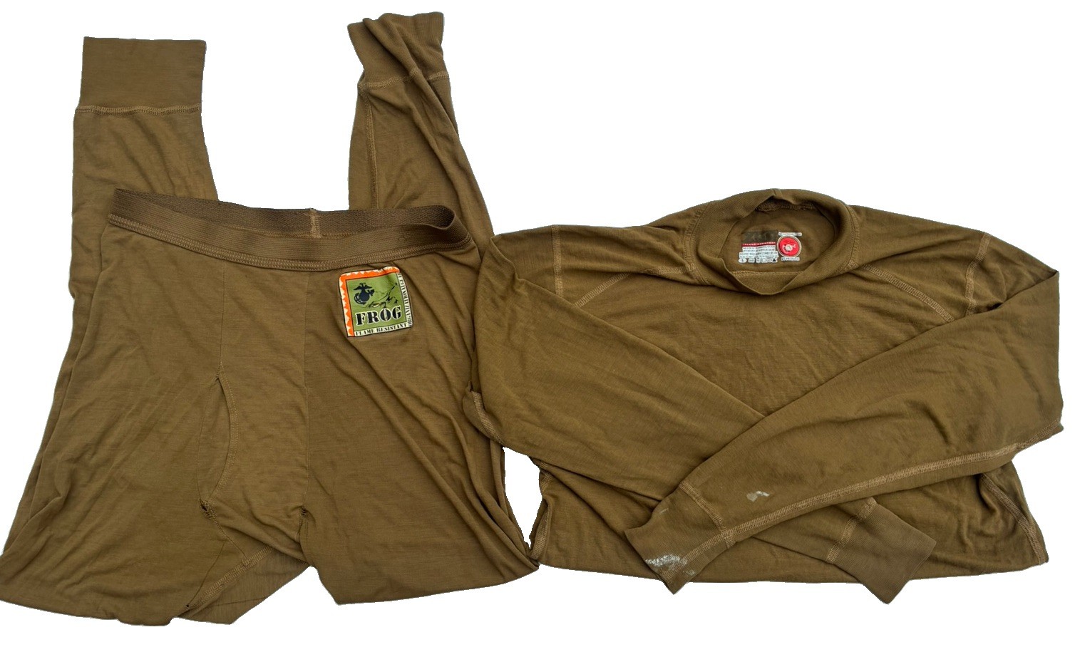 USMC FROG XGO Flame Resistant Base Layer Set Shirt Pants Mens S Coyote USA READ