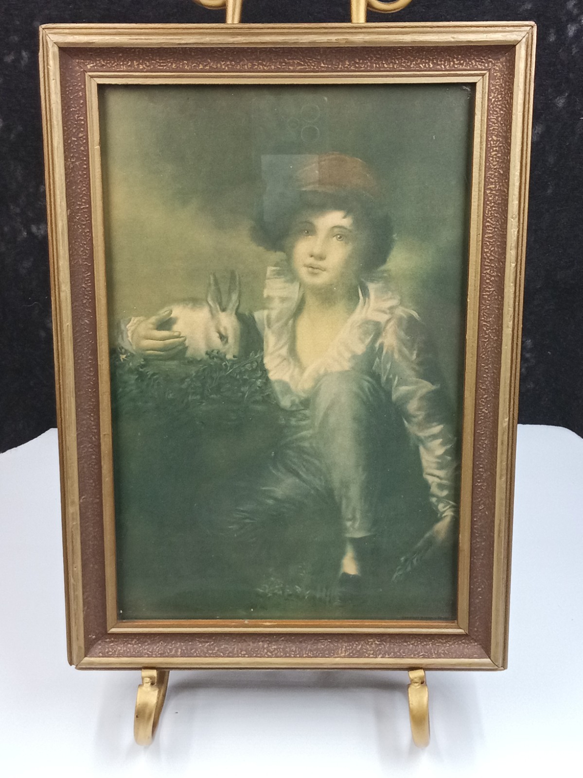 Antique 1930\'s Art Deco Picture Frame With Tooled Faux Leather Inlay And Gold...