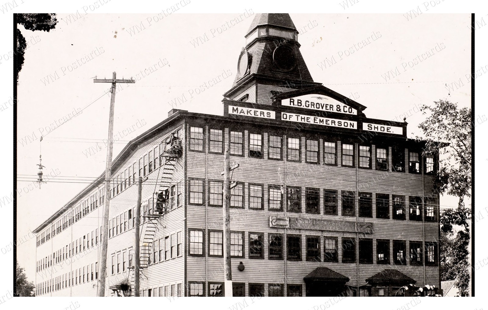 Brockton Massachusetts 1910s R.B. Grover Emerson Shoe Factory Standard Postcard