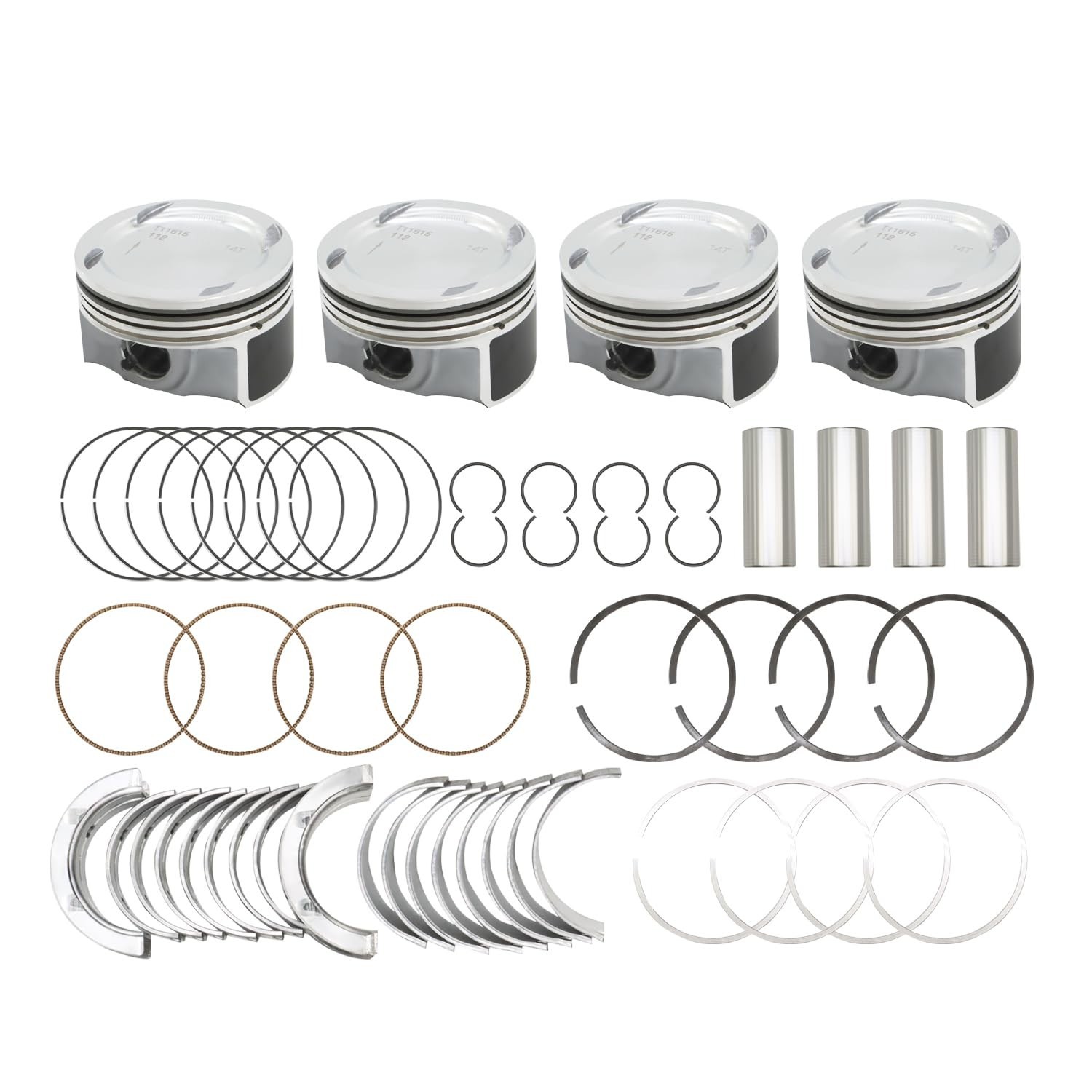 Engine Main Rod Bearing and Piston and Snap Ring and Pin Kit 1.4L Compatible ...