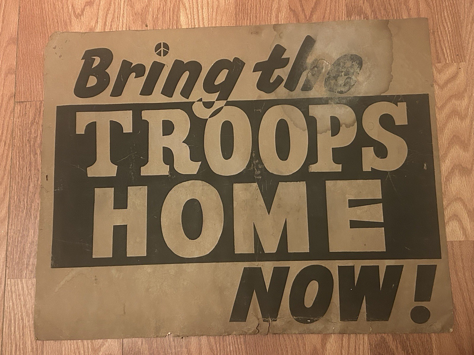 Vintage 1960's  Poster Anti Vietnam War Bring The Troops Home Now Cardboard