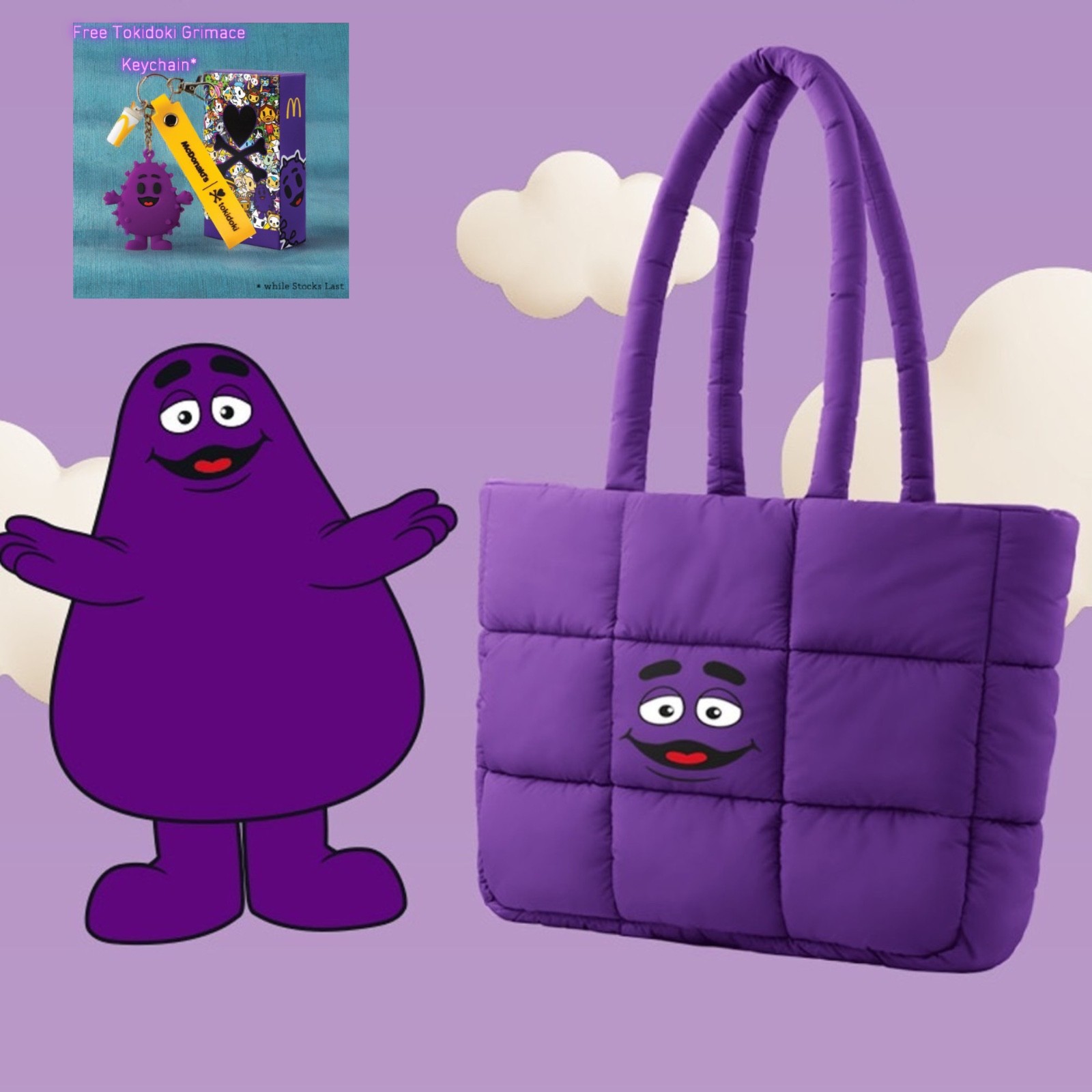 McDonald\'s Grimace Padding Bag Padded Shoulder Bag Fits a 15\