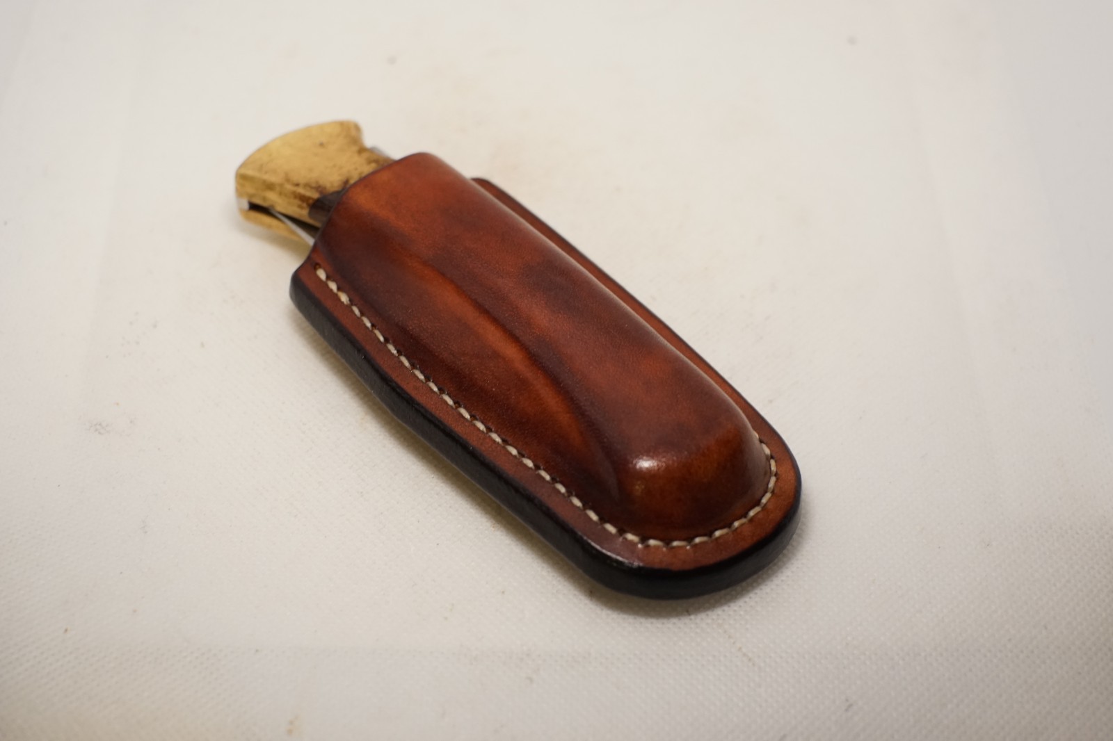 handmade buck 110 custom leather sheath mahogany brown, waxed, Sheath Only