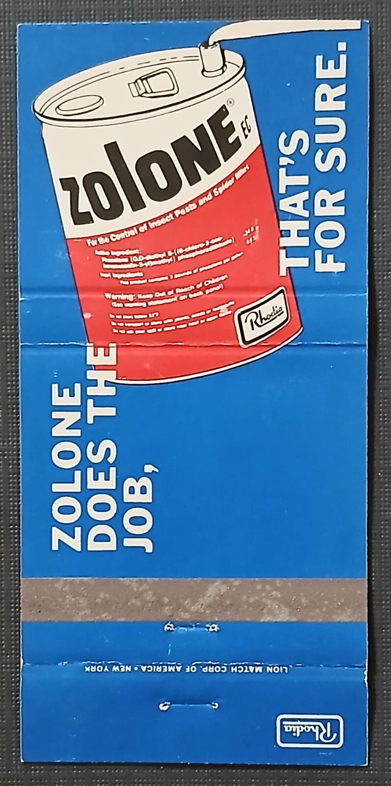 30 Strike Matchbook Cover - Zolone Insecticide  Vintage