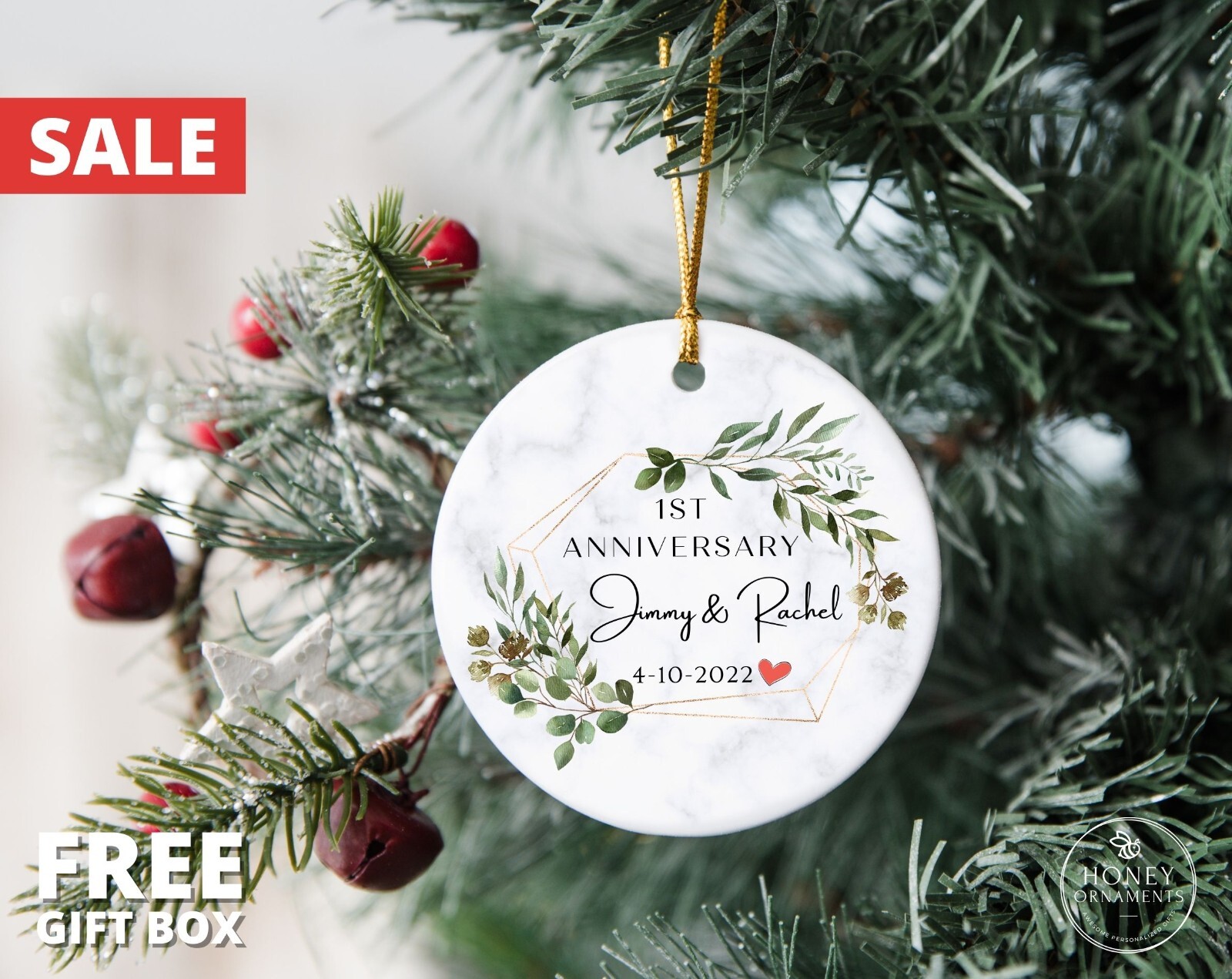 Personalized Marriage Ornament for  the years married - 5th 10th 25th 40th 50th