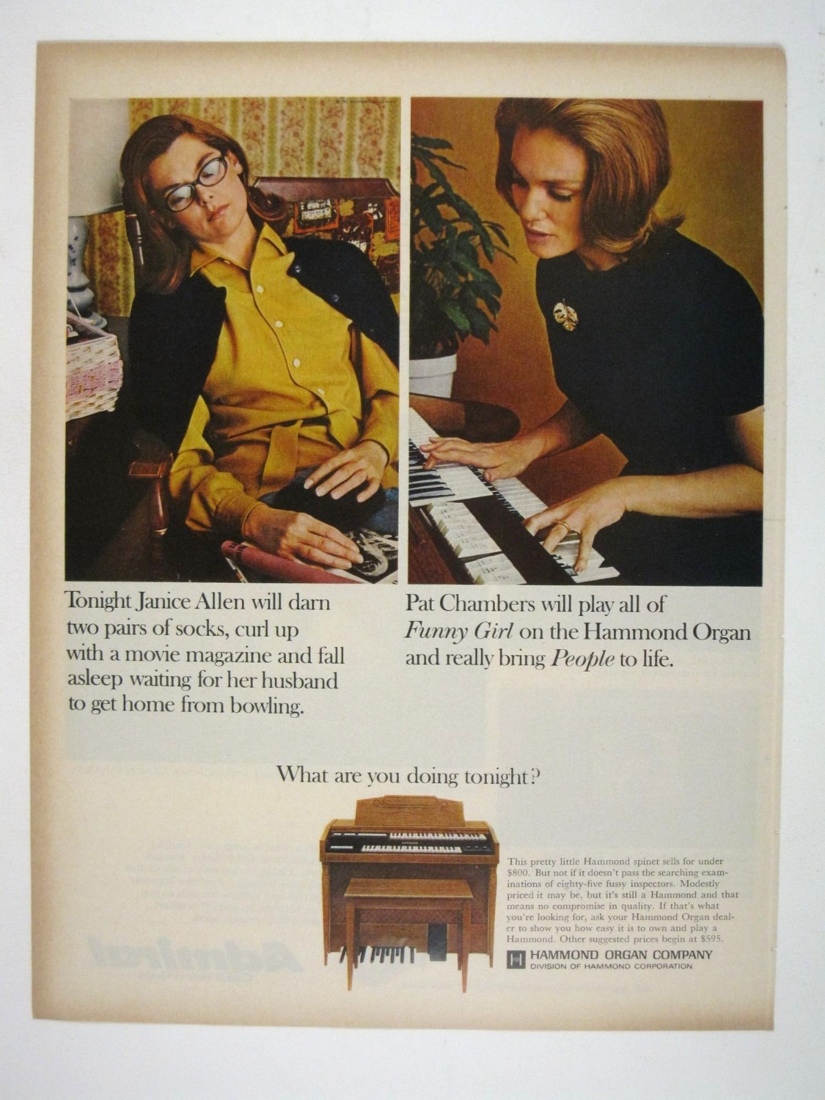 Print Ad Hammond Organ Vintage Advertisement 1960s Home Entertainment Music MOD