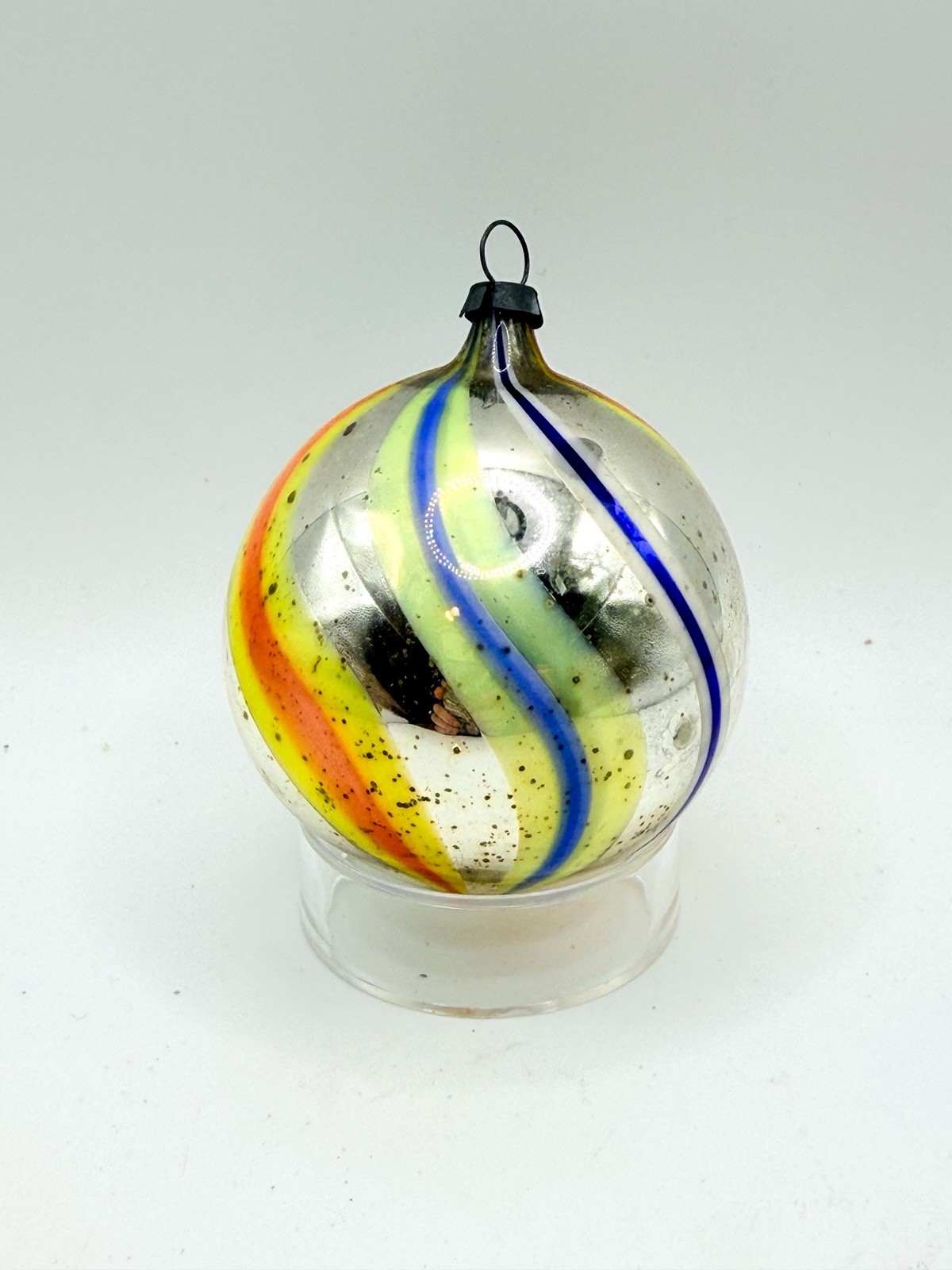 Antique German Bimini Glass Christmas Ornament – Rainbow Swirl – 3”