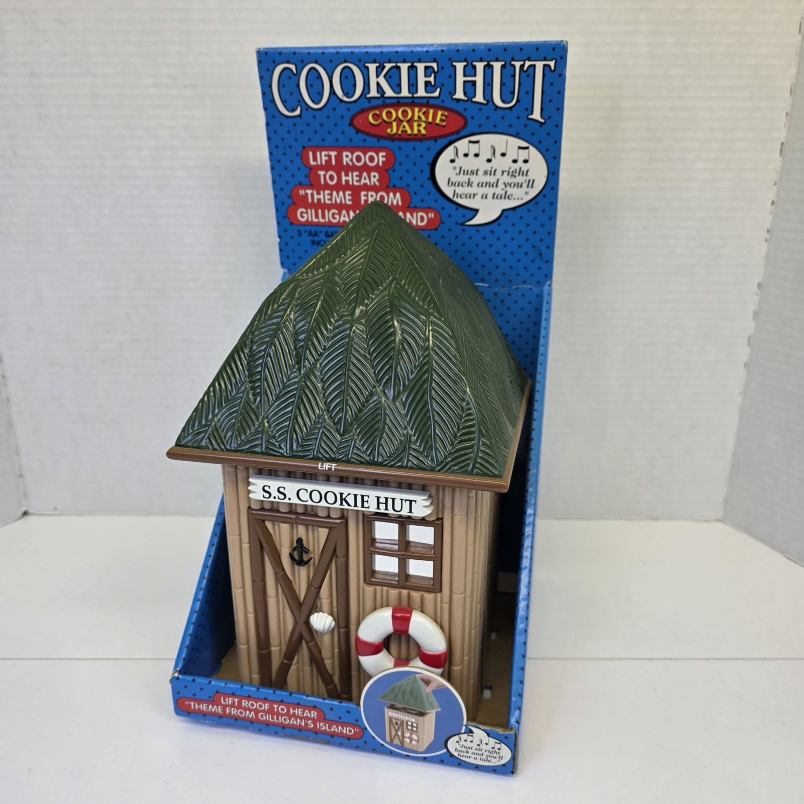 NEW S.S. Cookie Tiki Hut Musical Cookie Jar Plays Gilligan\'s Island Theme