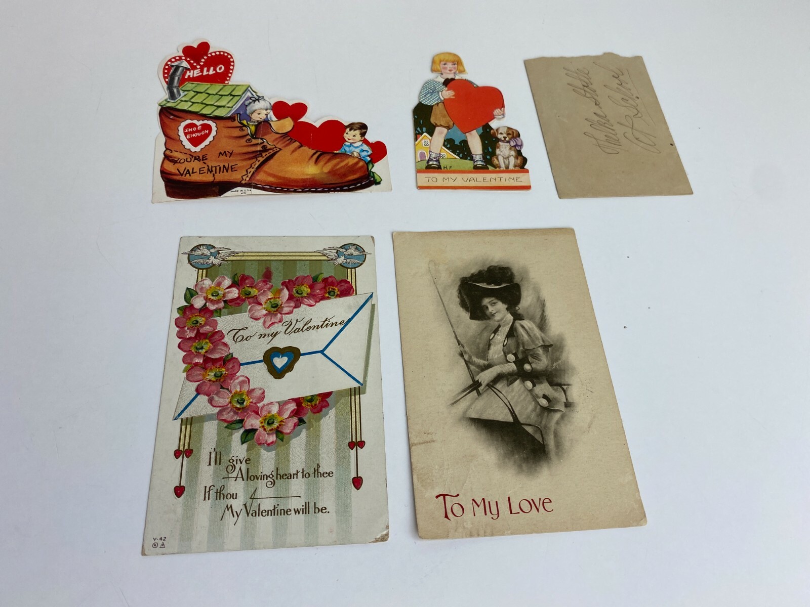Antique Vintage Postcards Valentine Notes Love Doves Heart 