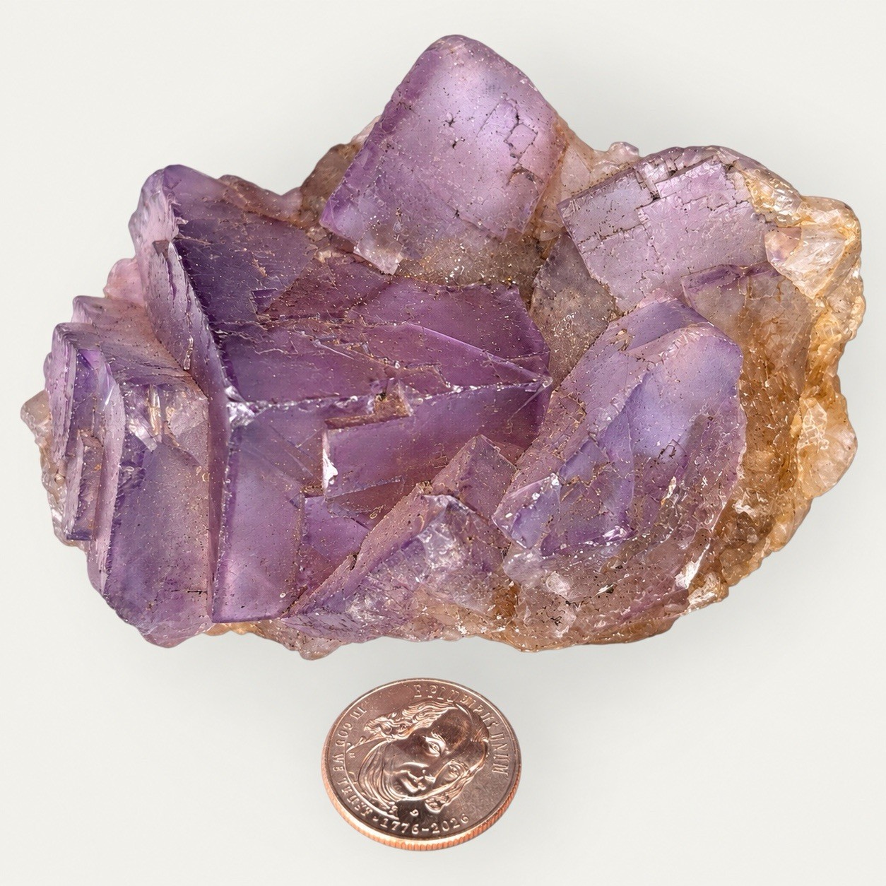Natural Purple Large Cubic Fluorite Crystal Cluster Mineral Specimen Display