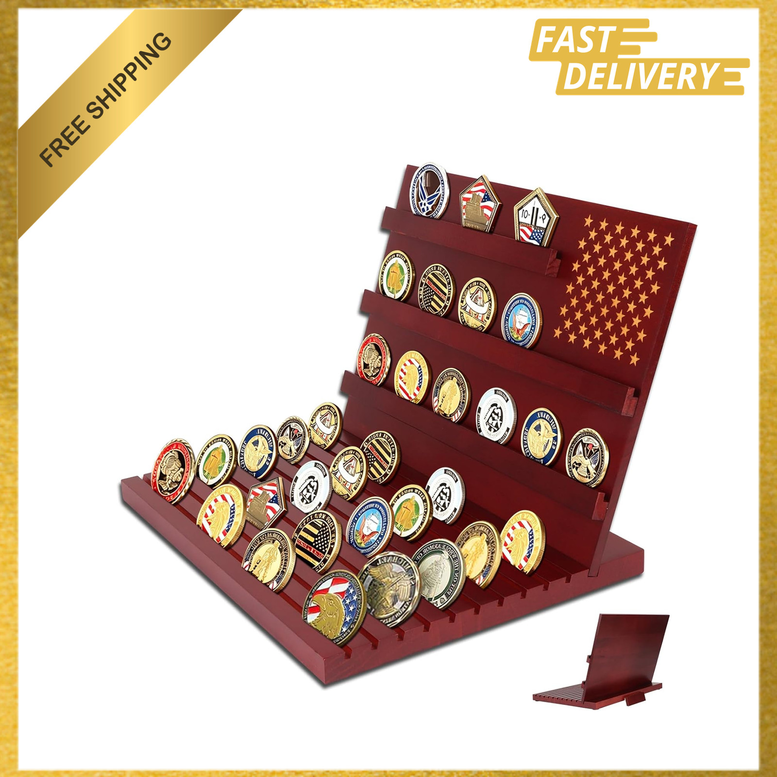 Challenge Coin Display Shelf with Support Stand Large Capacity for Military Challenge Coin Display Shelf with Support Stand Large Capacity for Military