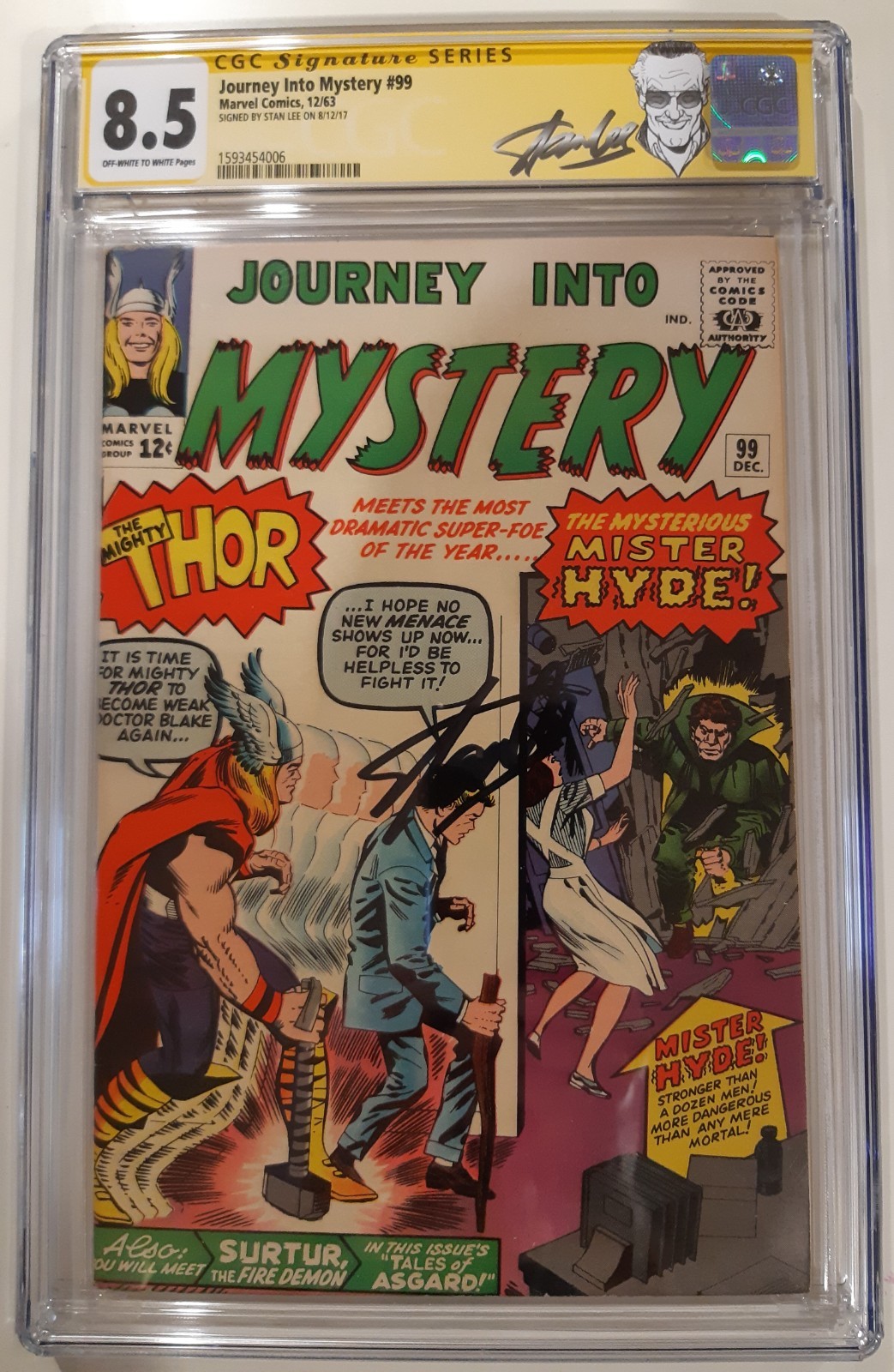 Journey into Mystery #99 CGC 8.5 SS (Stan Lee)   **1st full Surtur & Mr. Hyde**
