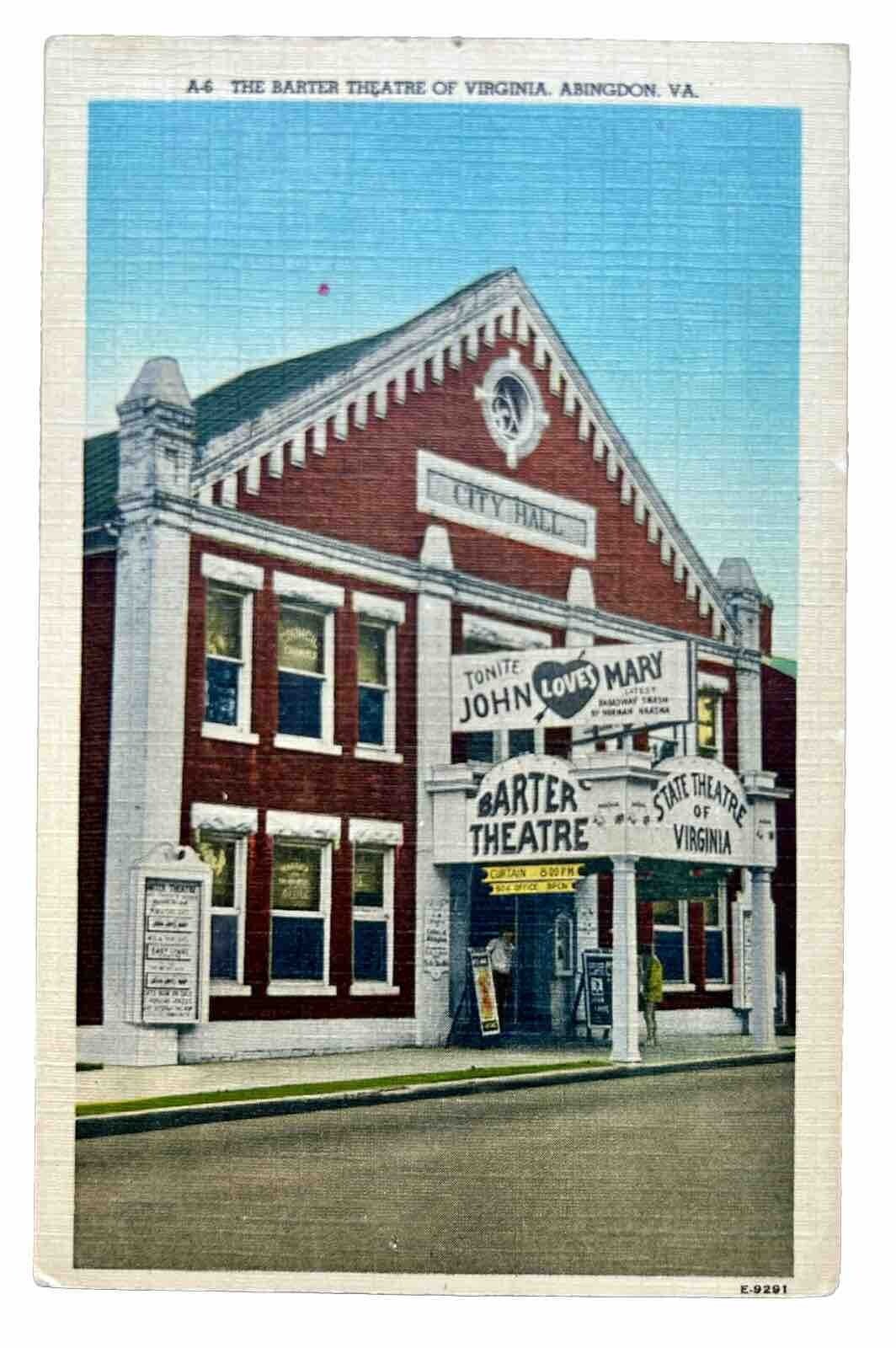 The Barter Theatre of Virginia In Abingdon. Vintage postcard