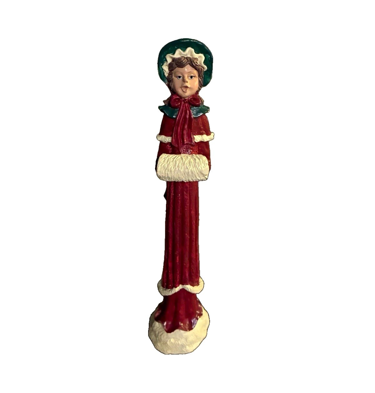 Vintage Windsor Collection Victorian Woman Christmas Caroler Pencil Figurine 9”