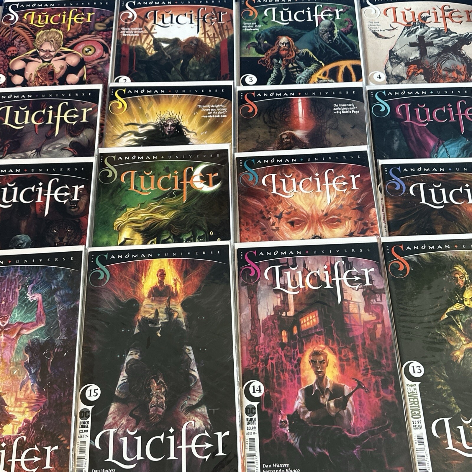 16 Lucifer Comic Books The Sandman Universe, Dc Marvel New Sleeved And Boarded 