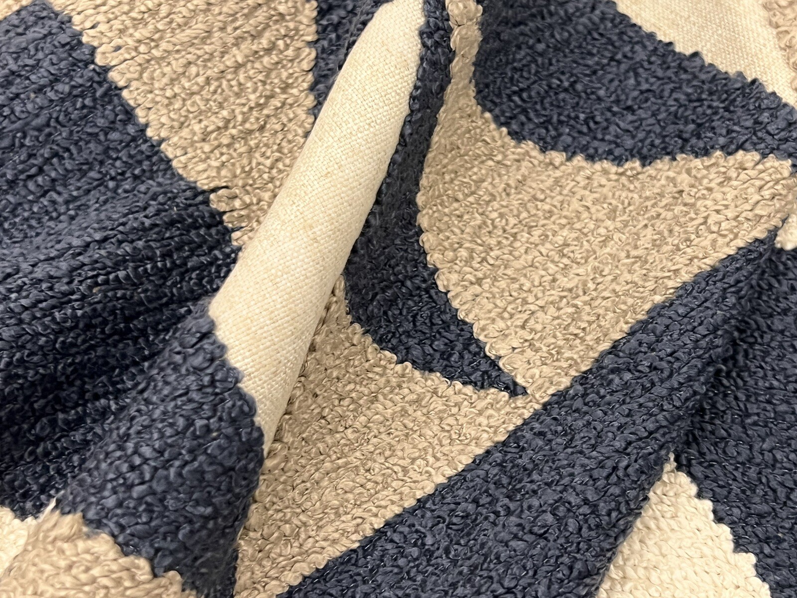 Stroheim Embroidered Geometric Uphol Fabric- Junipero Blue Ridge 1.90 yd 8316502