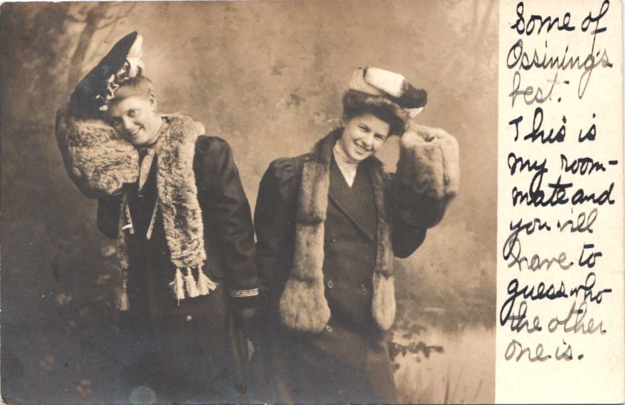 LADIES & FUR SCARVES & MUFFS c1900 real photo postcard rppc portrait twins?