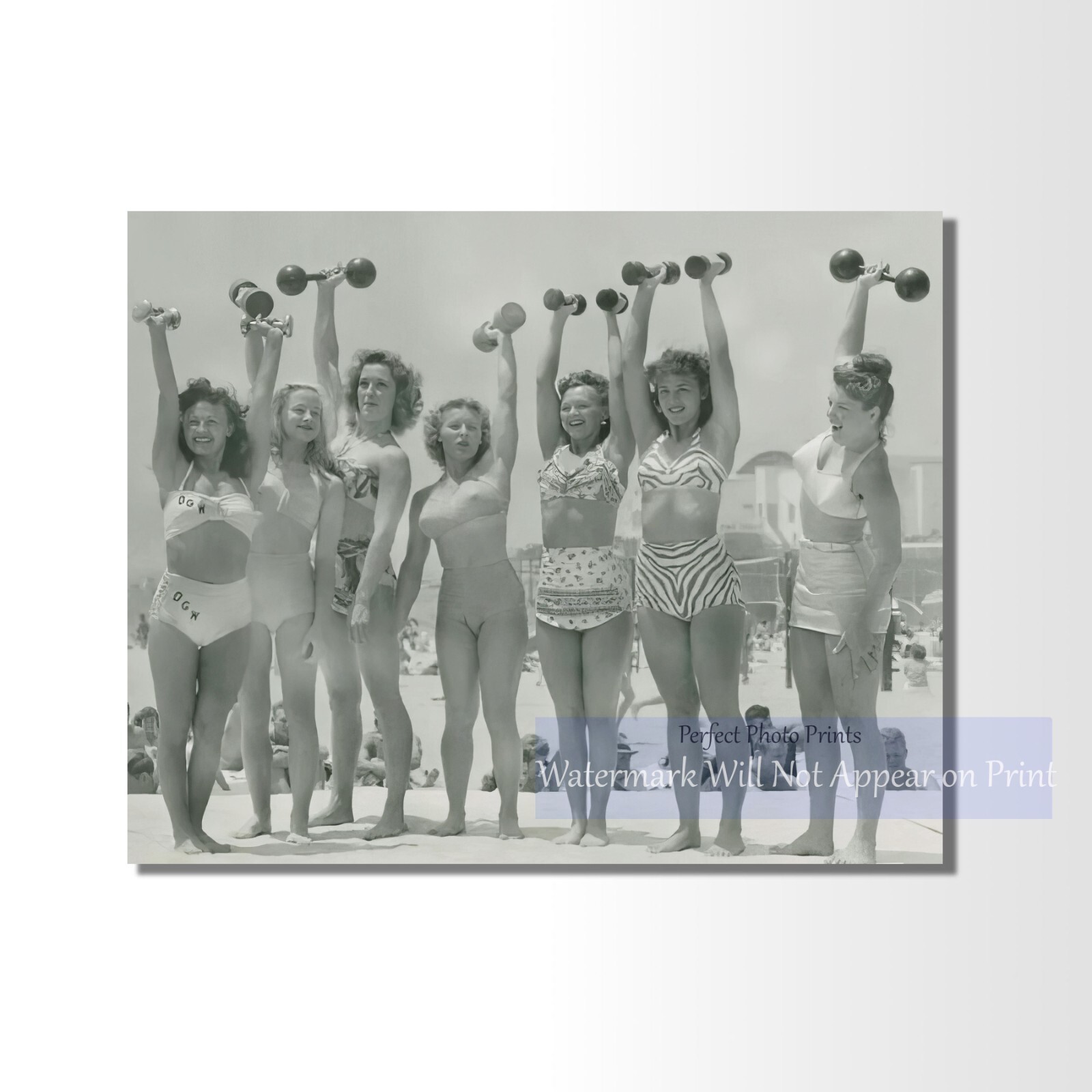 1950s Muscle Beach Women Weightlifters Photo Print – Vintage California Fitness