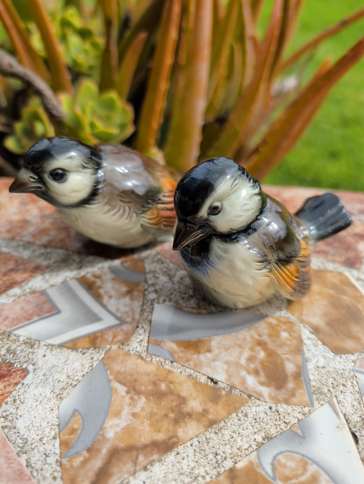 SET OF 2 VINTAGE WEST GERMANY PORCELAIN BIRD FIGURINES