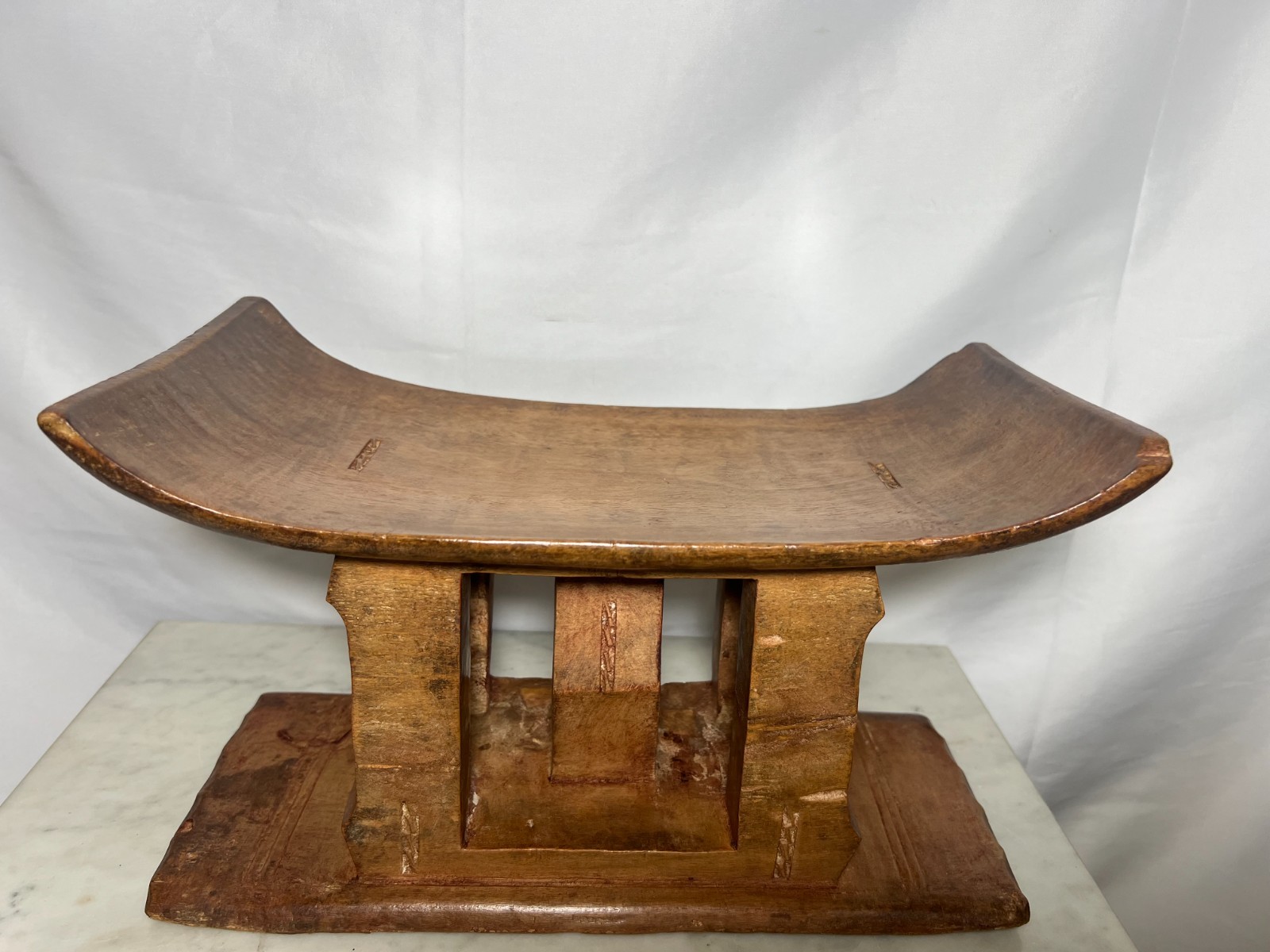 Antique Ashanti Stool Hand Carved African Wooden Tribal Stool 13x6x5 Ghana