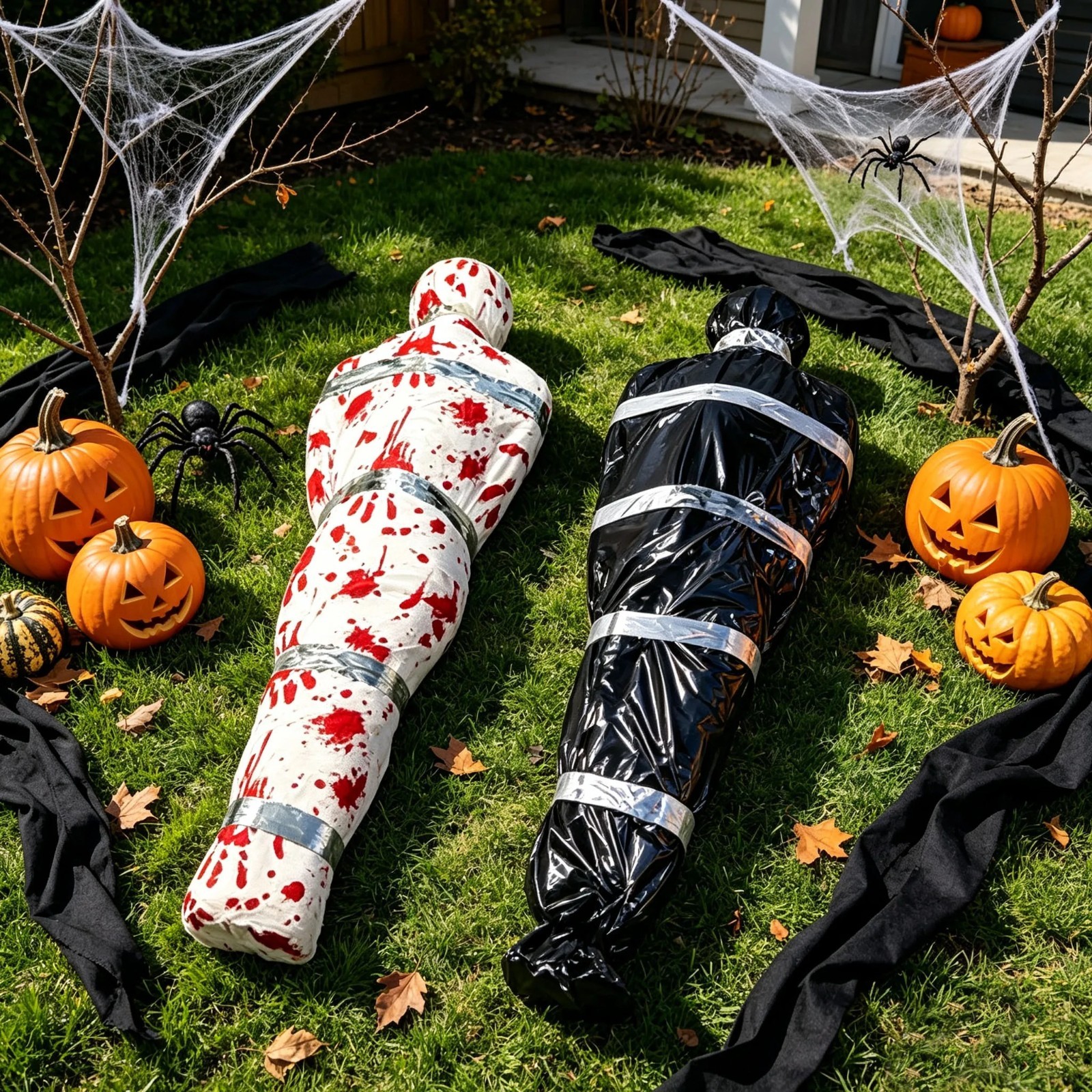 Halloween Decorations Outdoor Body Props Scary Fake Corpse in Bag Hallowmas Prop