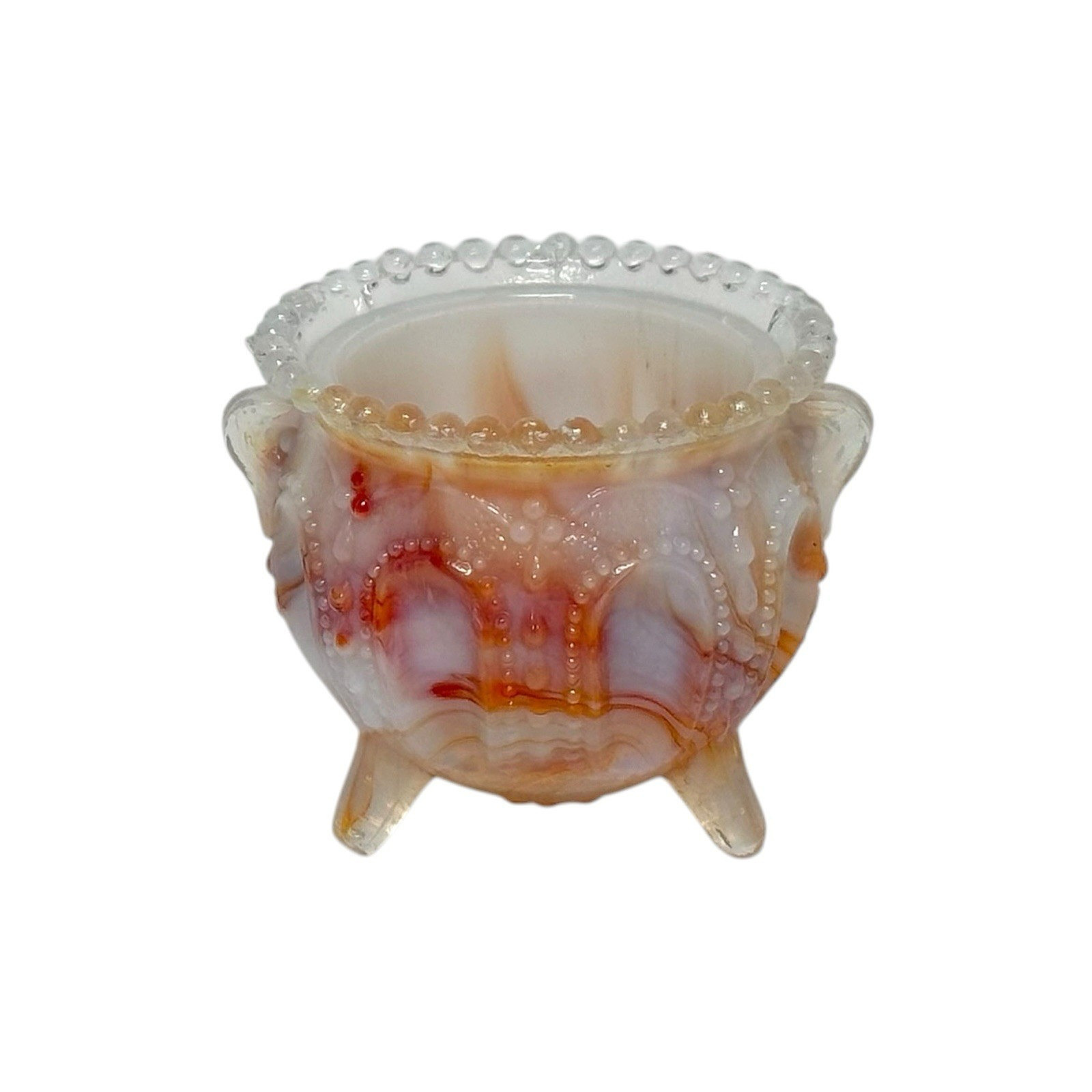 VINTAGE DEGENHART GYPSY POT SLAG GLASS TOOTHPICK HOLDER