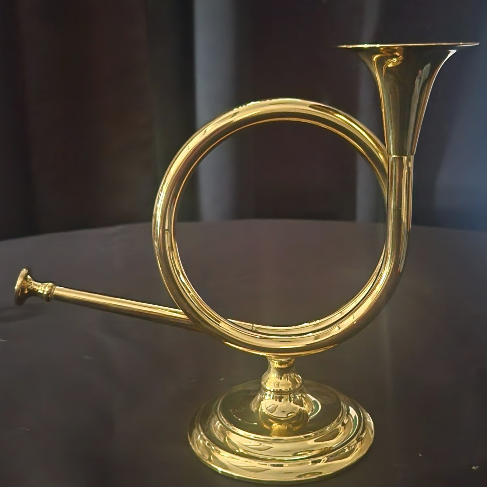 Vintage Mid Century Modern Classic Design Brass French Horn Candlestick Holder