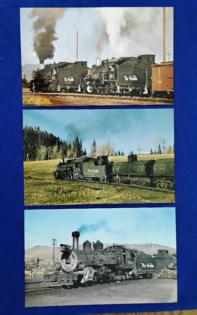 3 DRGW Locomotive Photos Denver & Rio Grande Western Railroad 1974 Card Stock