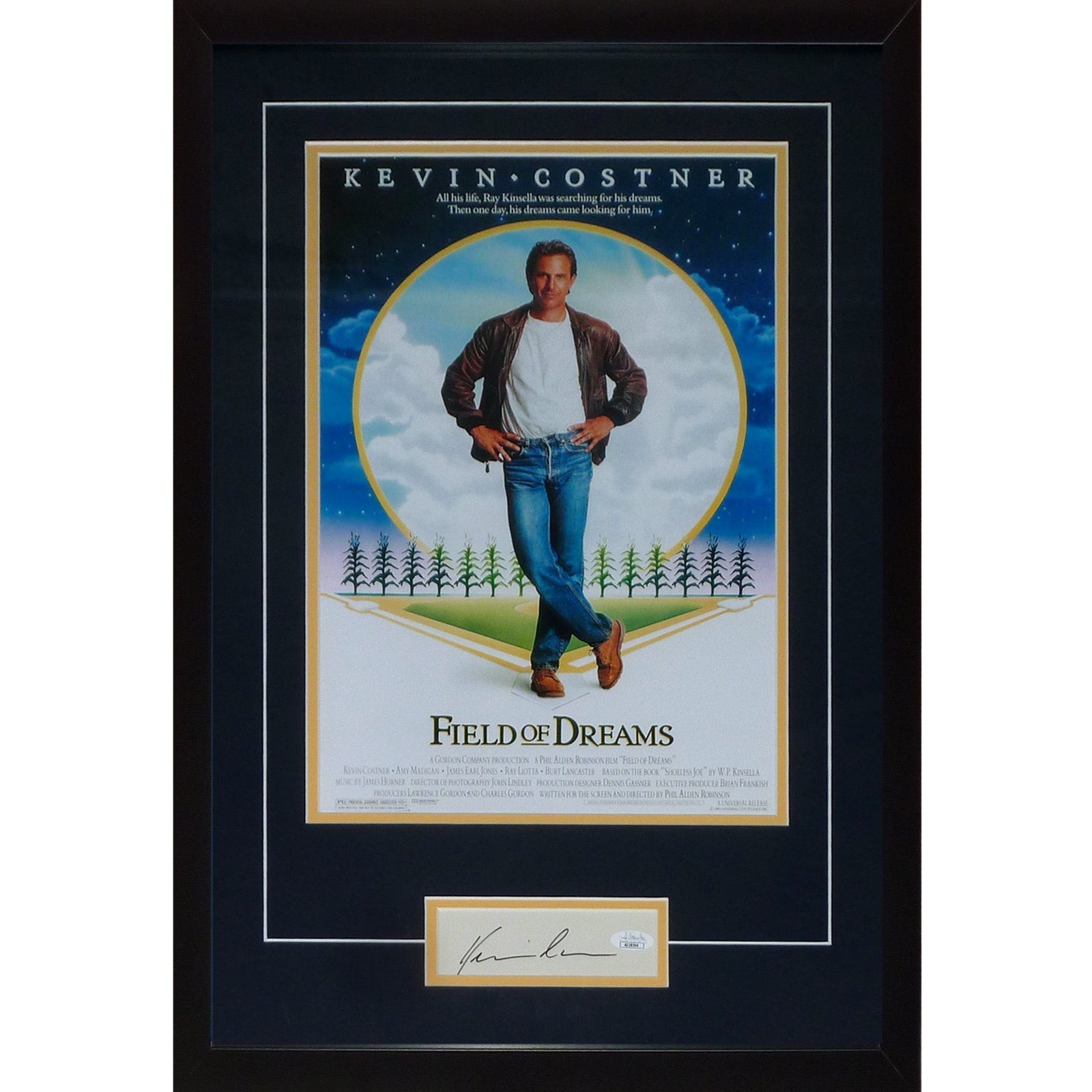 Field of Dreams 11x17 Movie Poster Deluxe Framed with Kevin Costner Autograph -