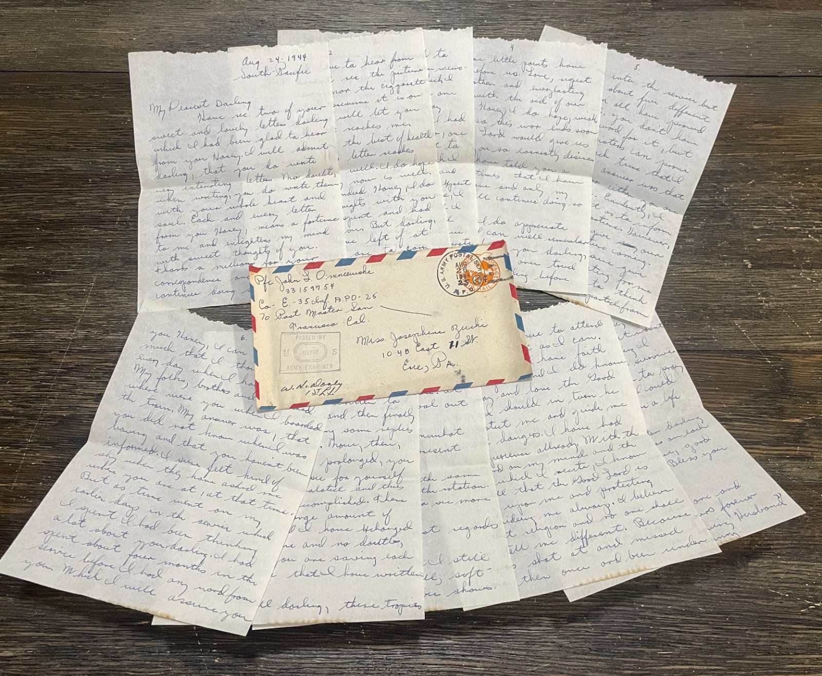 1944 WWII South Pacific Soldier Letter 35th Infantry Wartime Experiences APO 25
