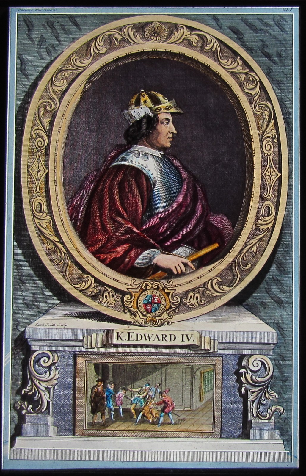 HAND COLOURED Glass Magic Lantern Slide PORTRAIT OF KING EDWARD IV C1890 DRAWING