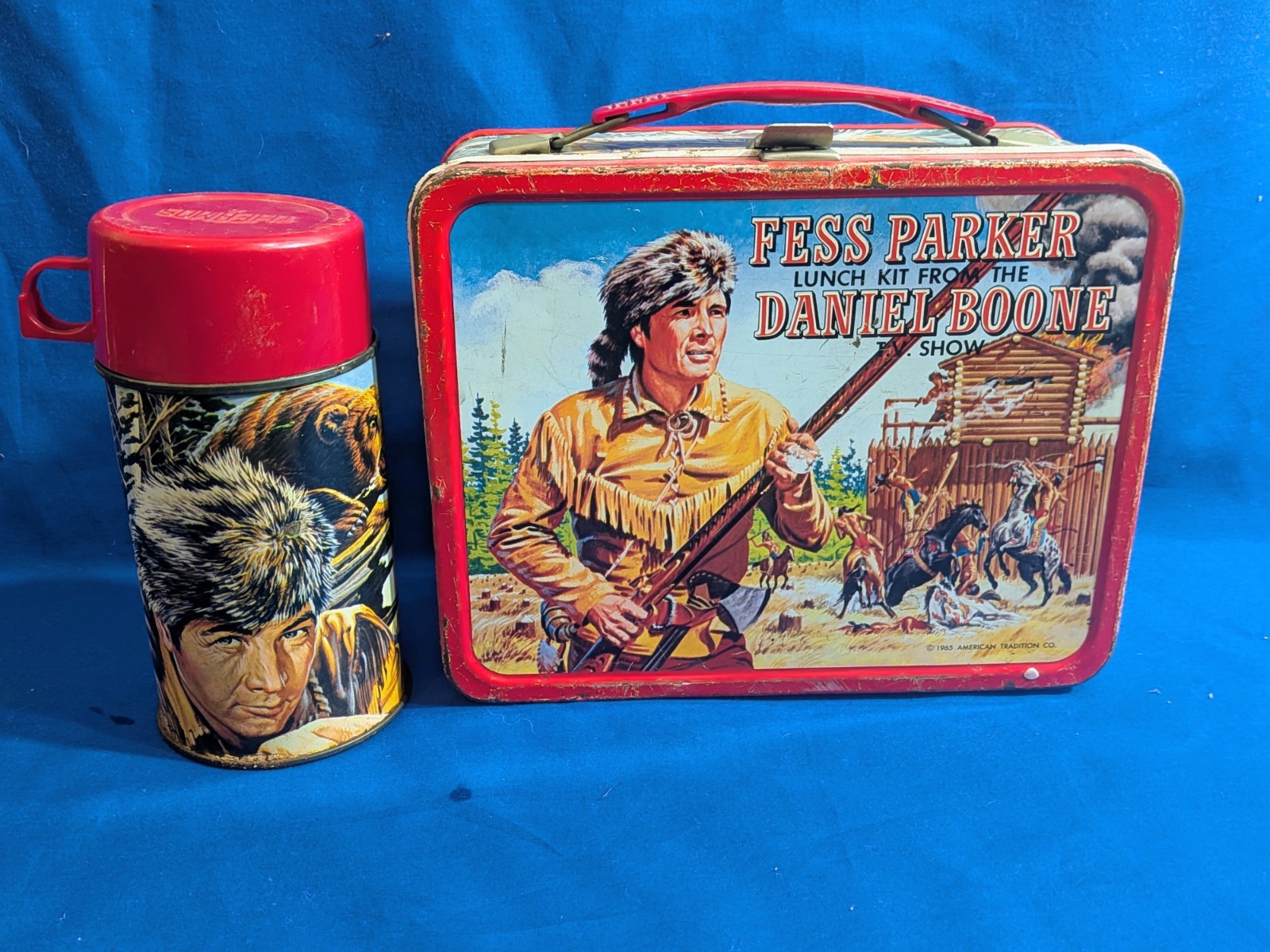 Vintage Daniel Boone Fess Parker Lunchbox w/Thermos 1965