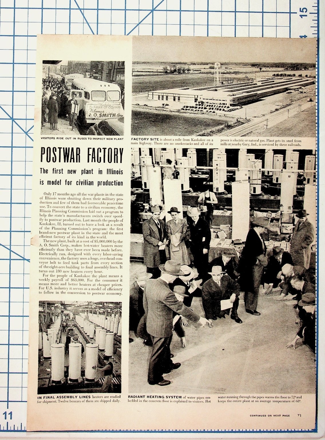 1940s A. O. Smith Kankakee Illinois Postwar Factory Magazine Print Ad