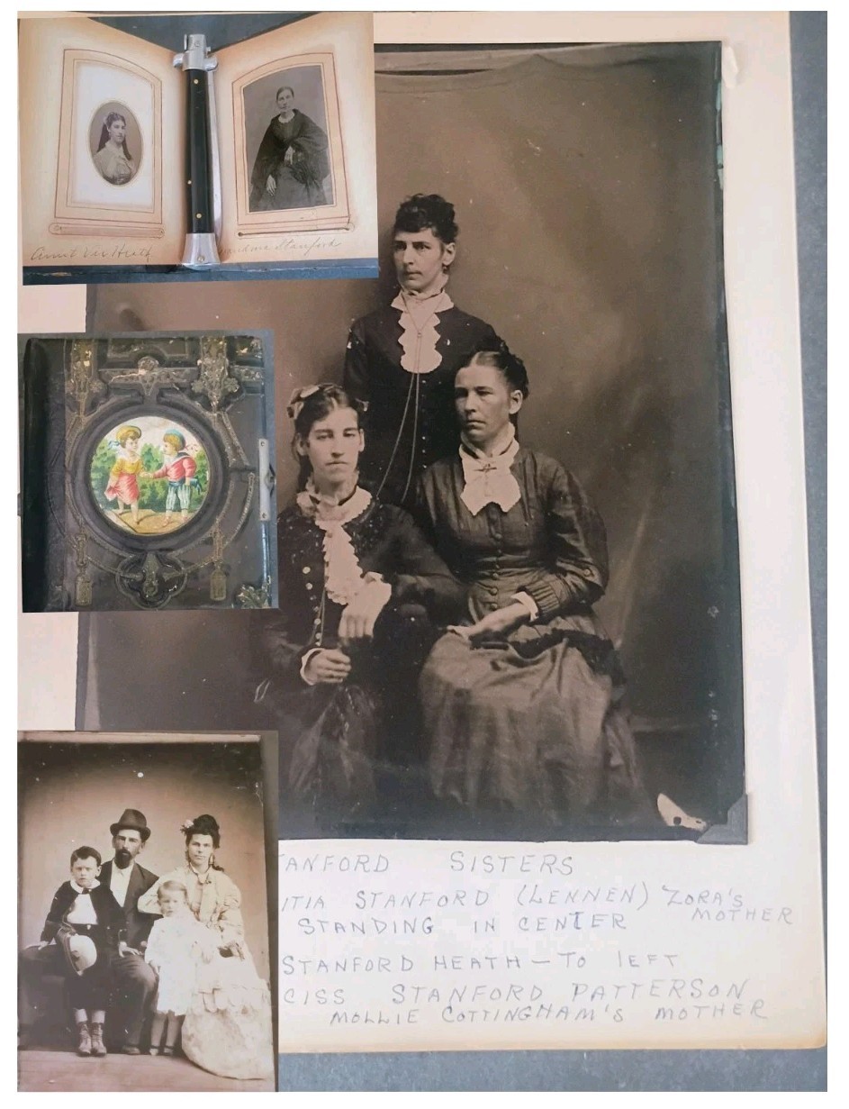 Tintype FULL PLATE + Album, Cdv, Funeral Card 1860s-90 Stanford Family, Indiana 