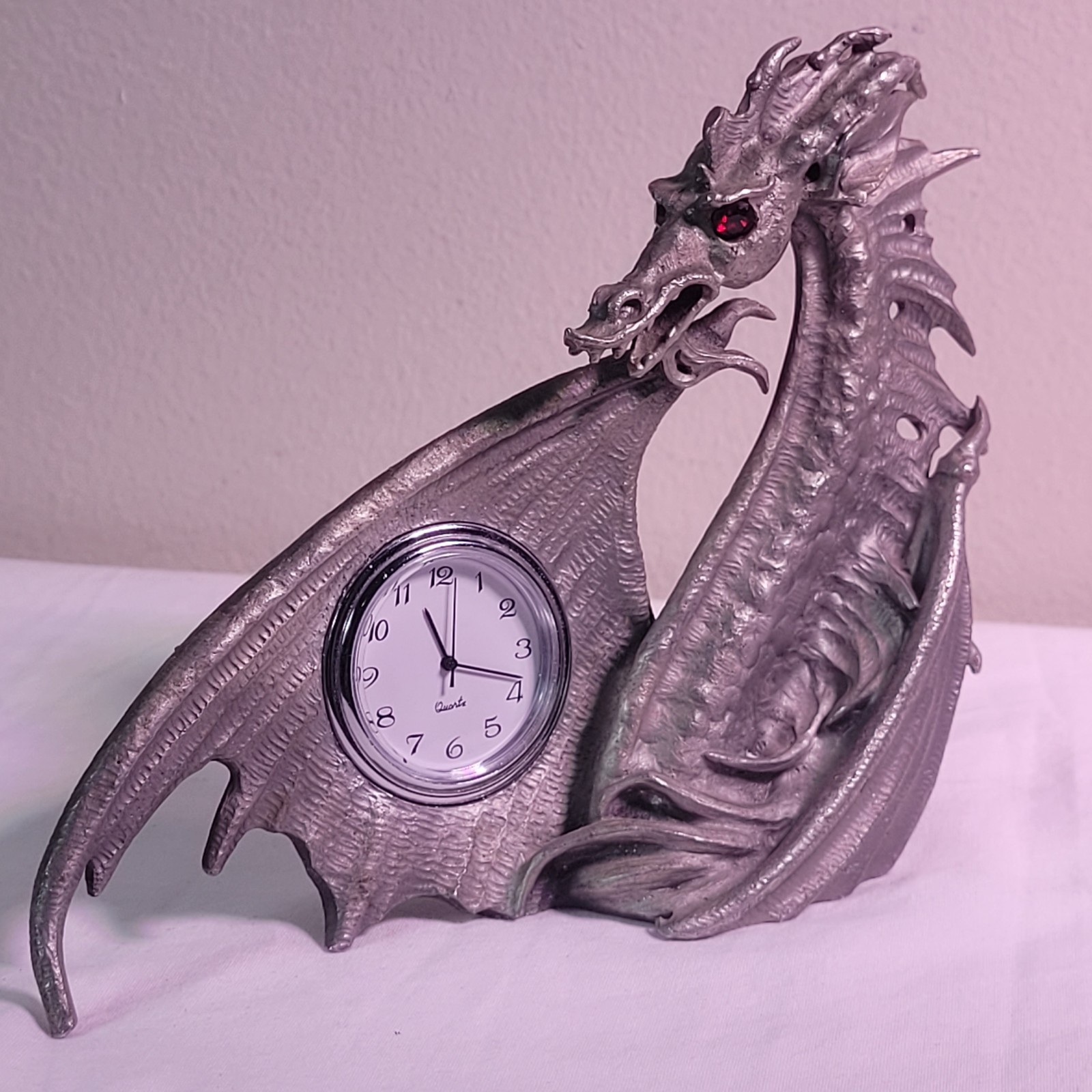 Vintage Perth Pewter Dragon Clock 1990 James Lane Casey #DC05 5.5\