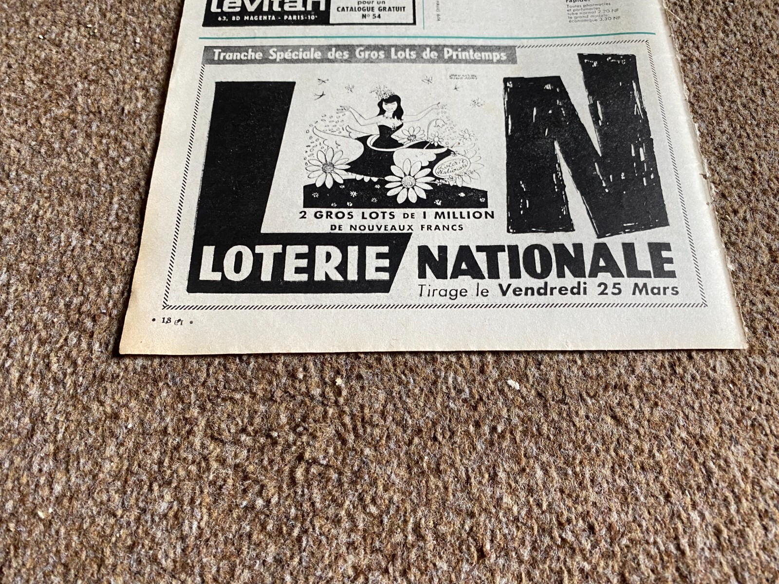 VBK37 1960'S FRENCH ADVERT 5X8 LOTERIE NATIONALE