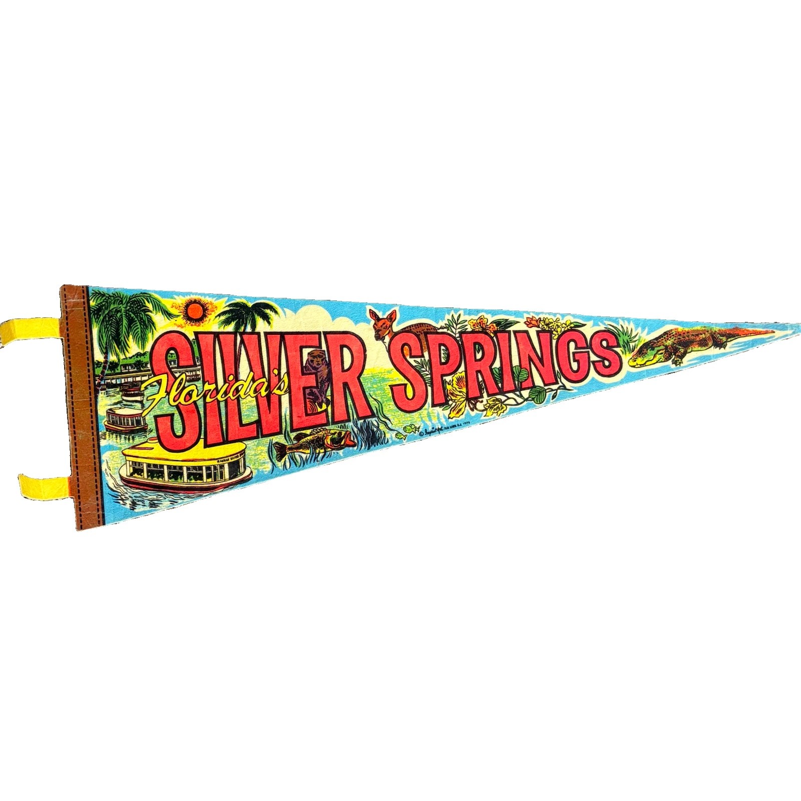 Vintage 1976 Silver Springs Florida Felt Collectible Pennant Banner 25” x 8”