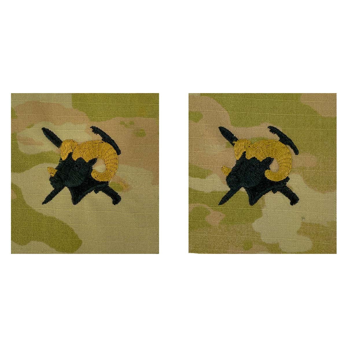 US Army Embroidered Badge on OCP Sew On: Mountaineering Rams Head