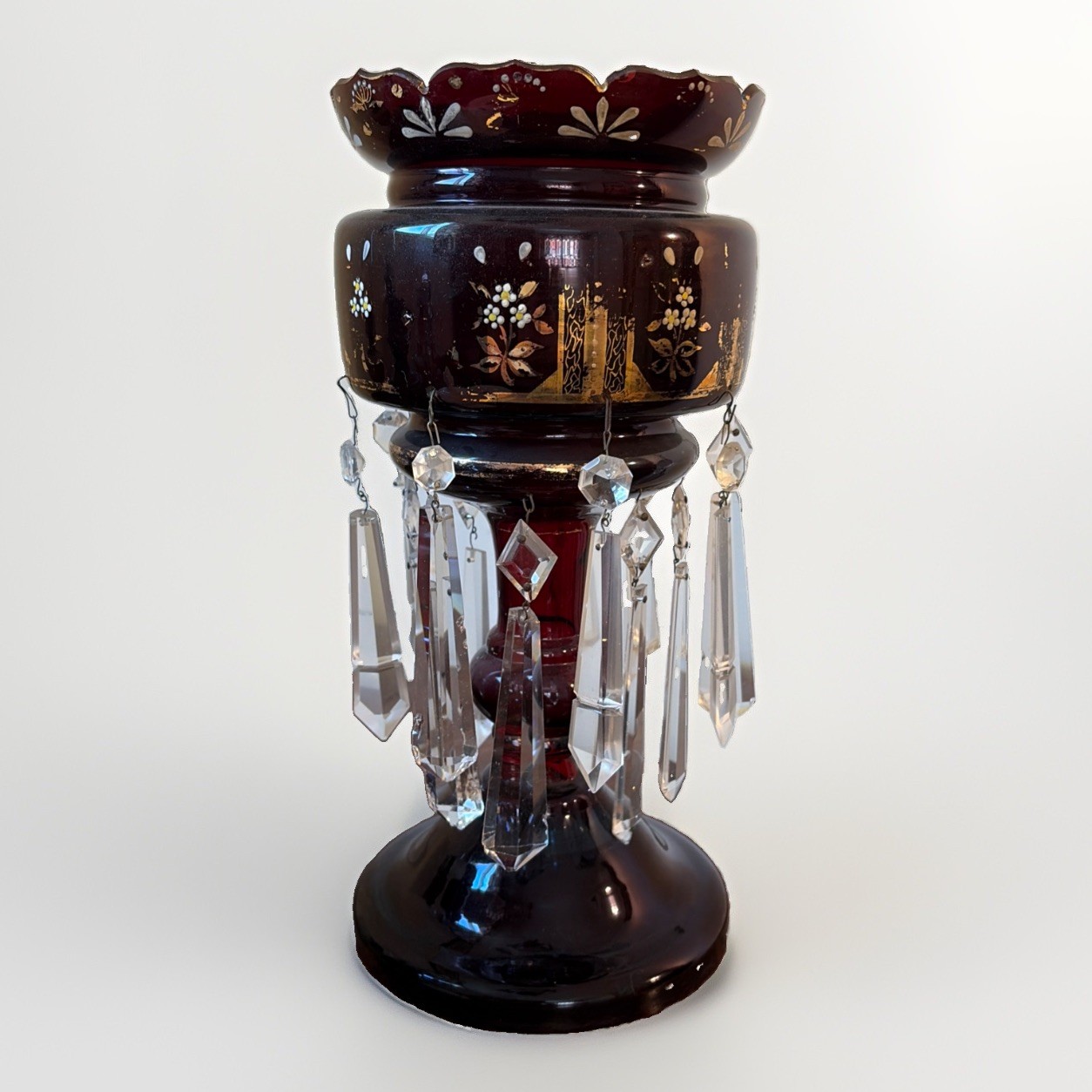 Antique Victorian / Late 19th Century-Early 20th Century Ruby Red Glass Mantle