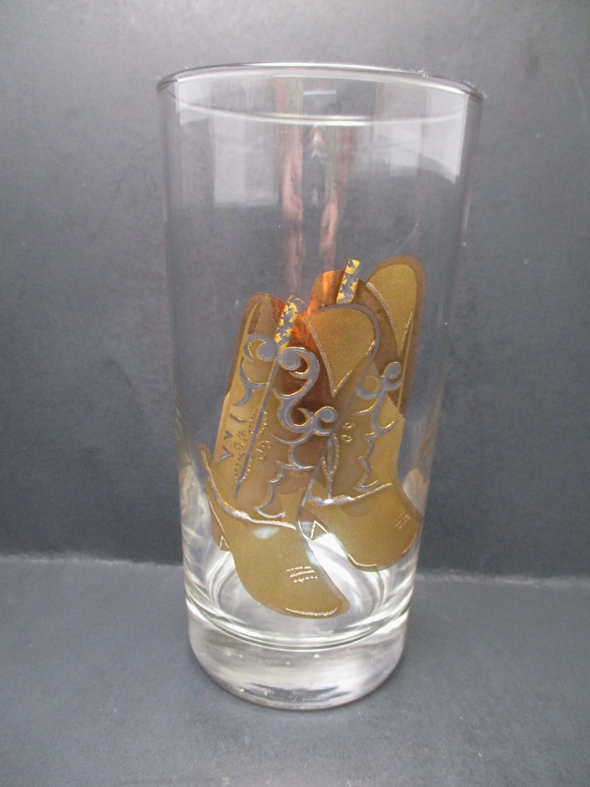 Vintage Culver 22k Gold Cowboy Laredo / Boots Hi Ball Cocktail Glass 5.5\