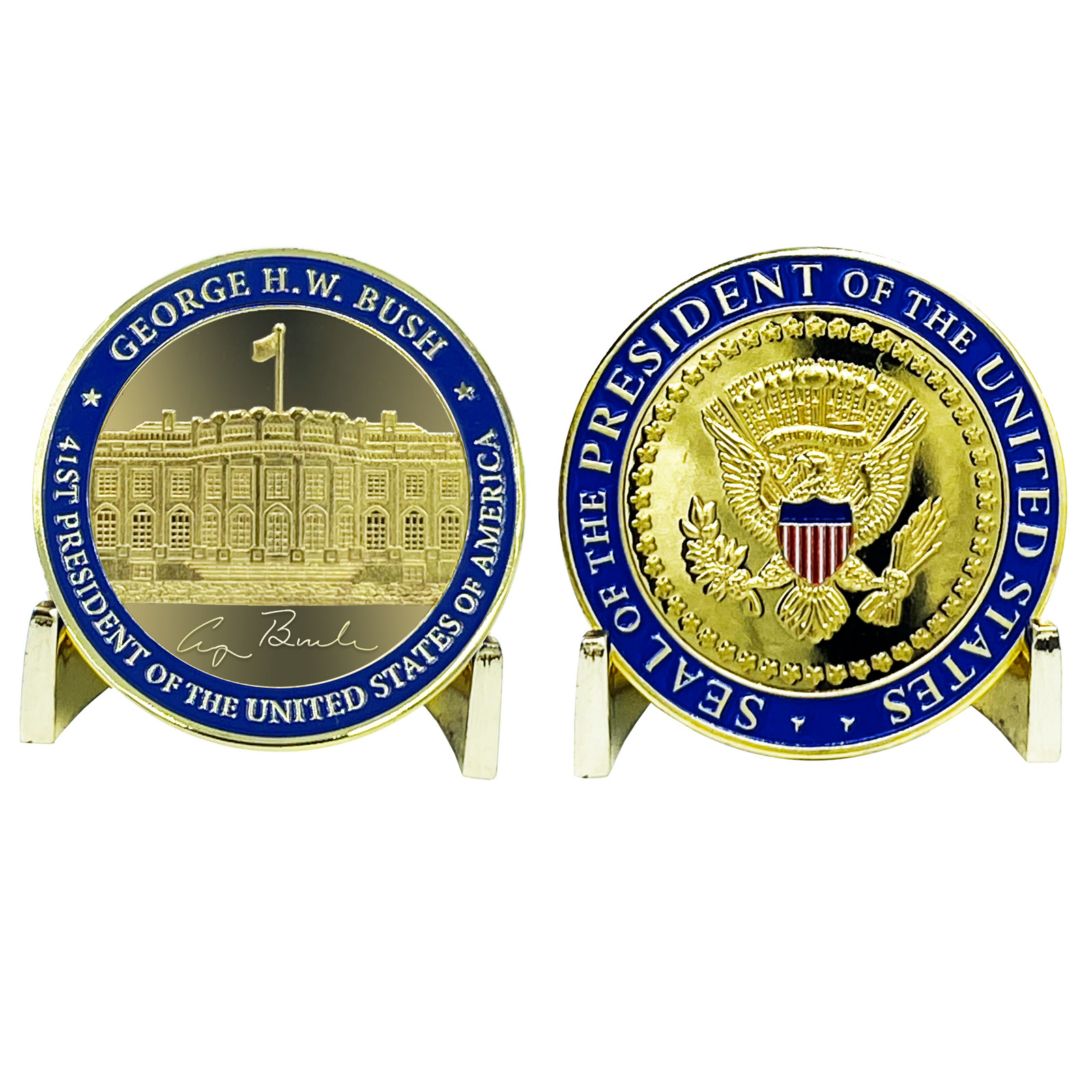 BL4-001 41st President George H.W. Bush Challenge Coin White House POTUS HW Bush