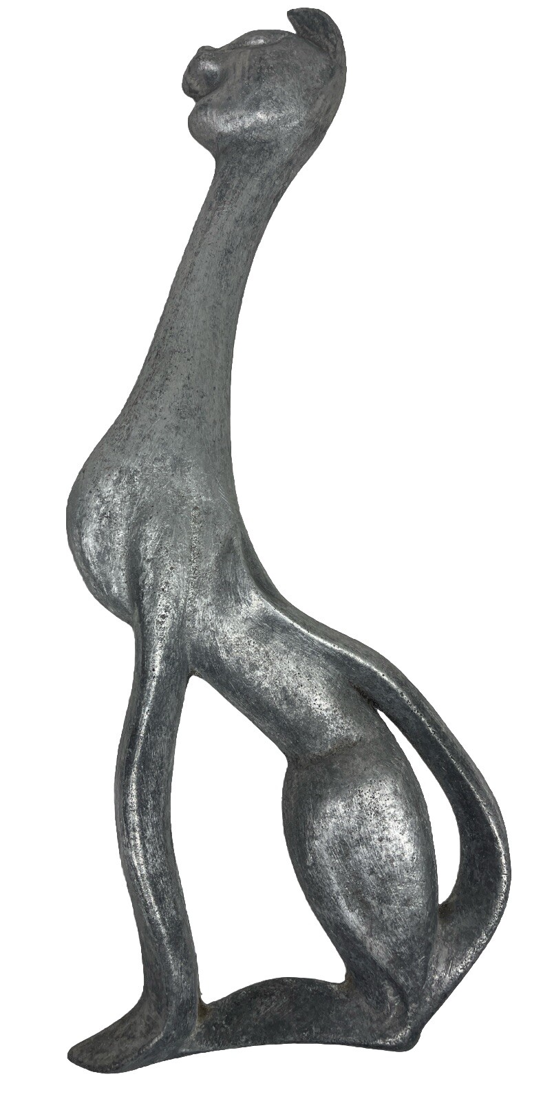 Vtg Art Deco MCM Silver Color Cast Metal Figural Cat Architectural Element