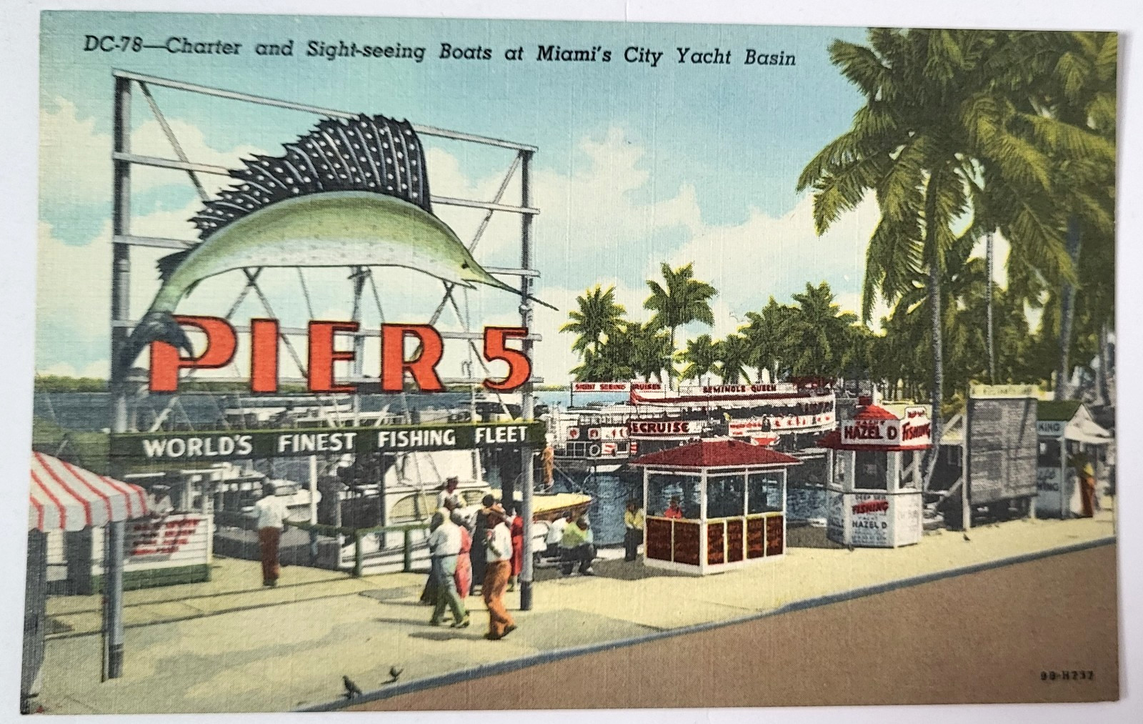 VTG 1949 MIAMI FL PC Advertising City Yacht Basin PIER 5 Teich Archives MINT